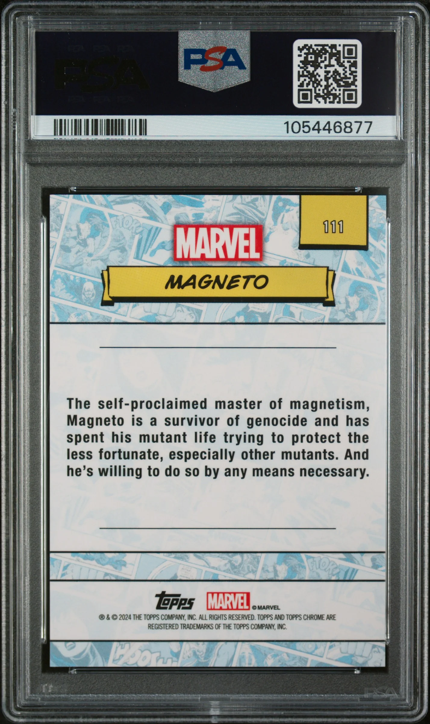 2024 Topps Chrome Marvel Sapphire Edition Orange Magneto #111 /25 PSA 9 - Image 2