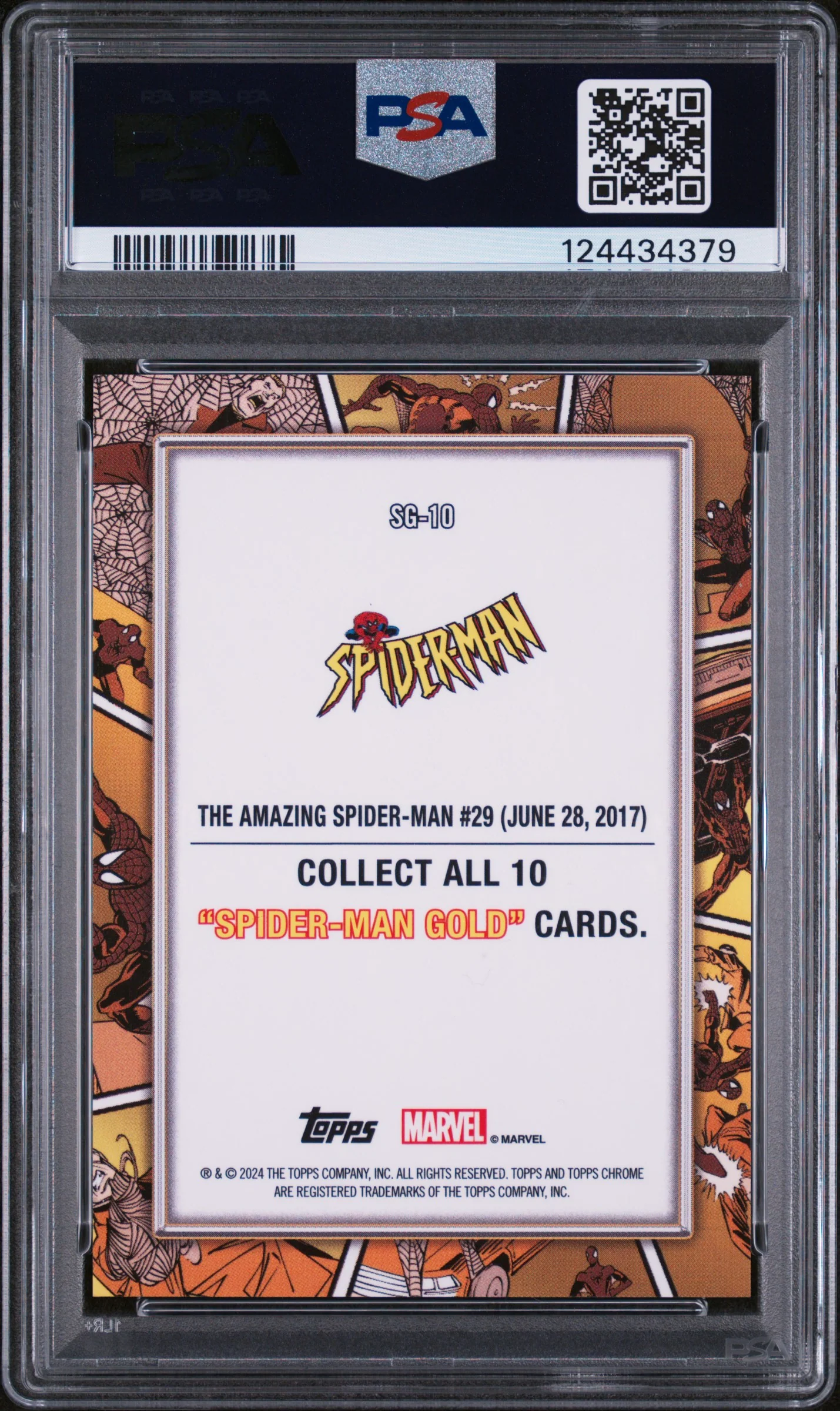 2024 Topps Chrome Marvel Spider-Man Gold Spider-Man Gold-Gold Ref Amzng Spider Man #SG10 /50 PSA 9 - Image 2