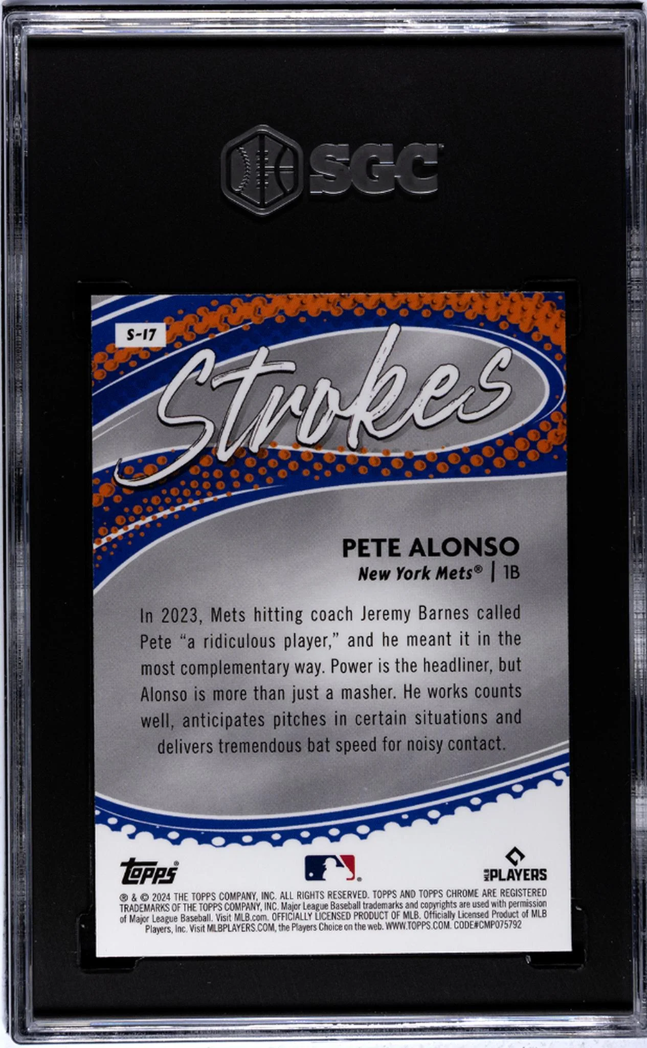 2024 Topps Chrome #S-17 Pete Alonso Strokes SGC 9.5 - Image 2