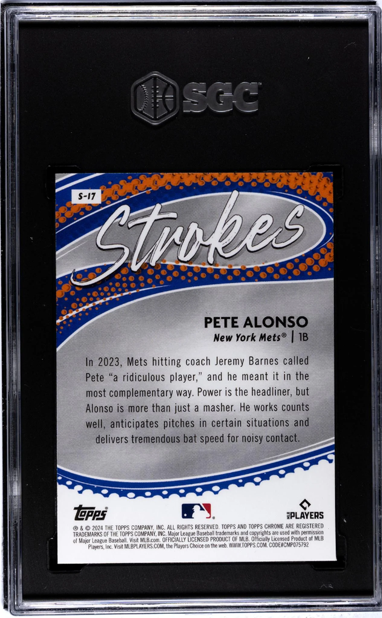 2024 Topps Chrome #S-17 Pete Alonso Strokes SGC 9.5 - Image 2