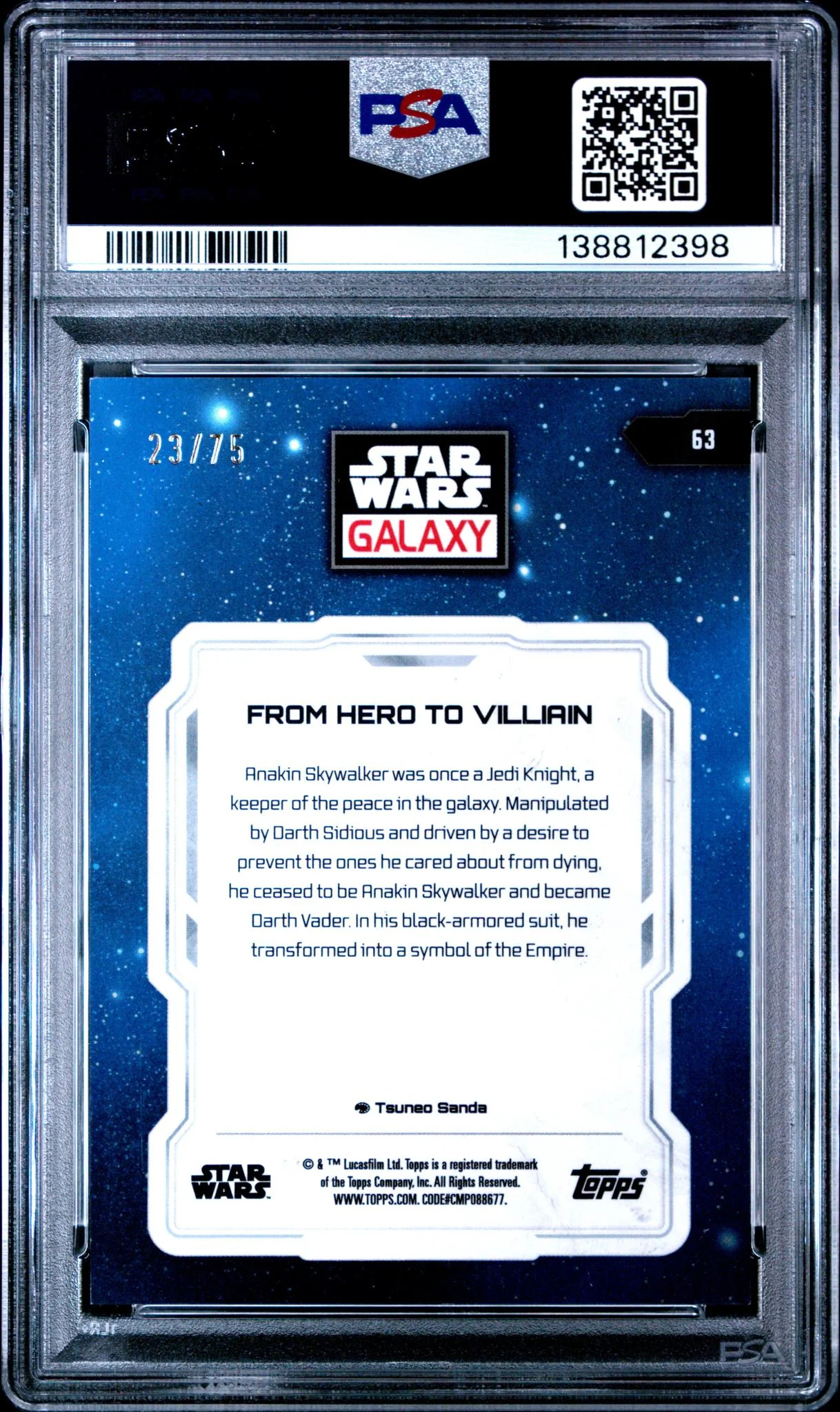 2024 Topps Chrome Star Wars Galaxy Prism Refractor From Hero To Villain #63 /75 PSA 8 - Image 2