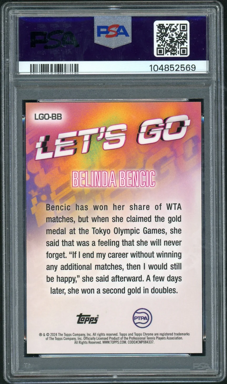 2024 Topps Chrome Tennis Let's Go Belinda Bencic #LGOBB PSA 10 - Image 2
