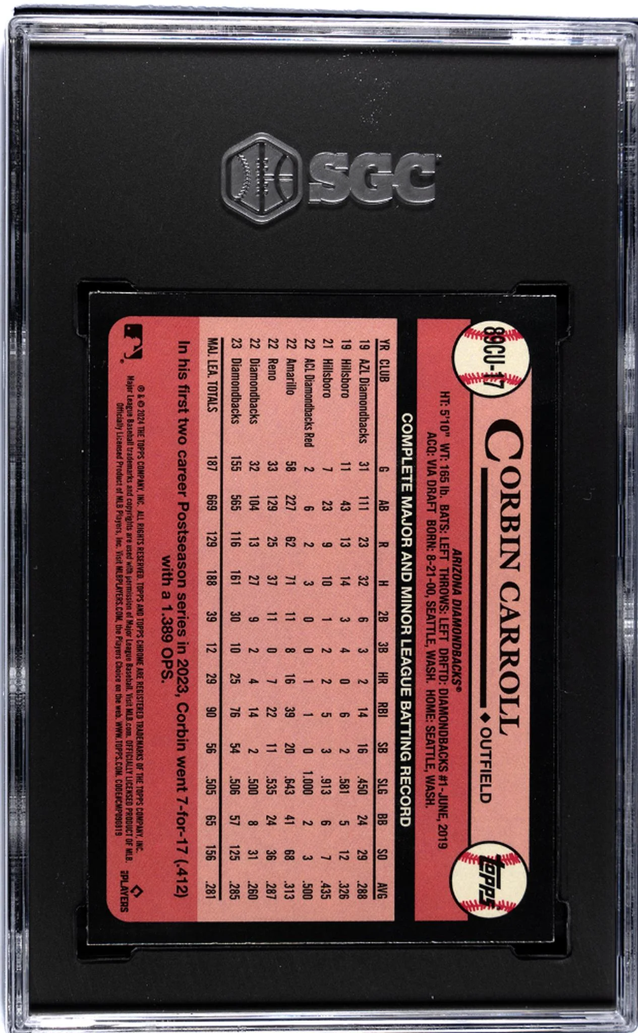 2024 Topps Chrome Update #89CU-17 Corbin Carroll '89 Design SGC 9.5 - Image 2