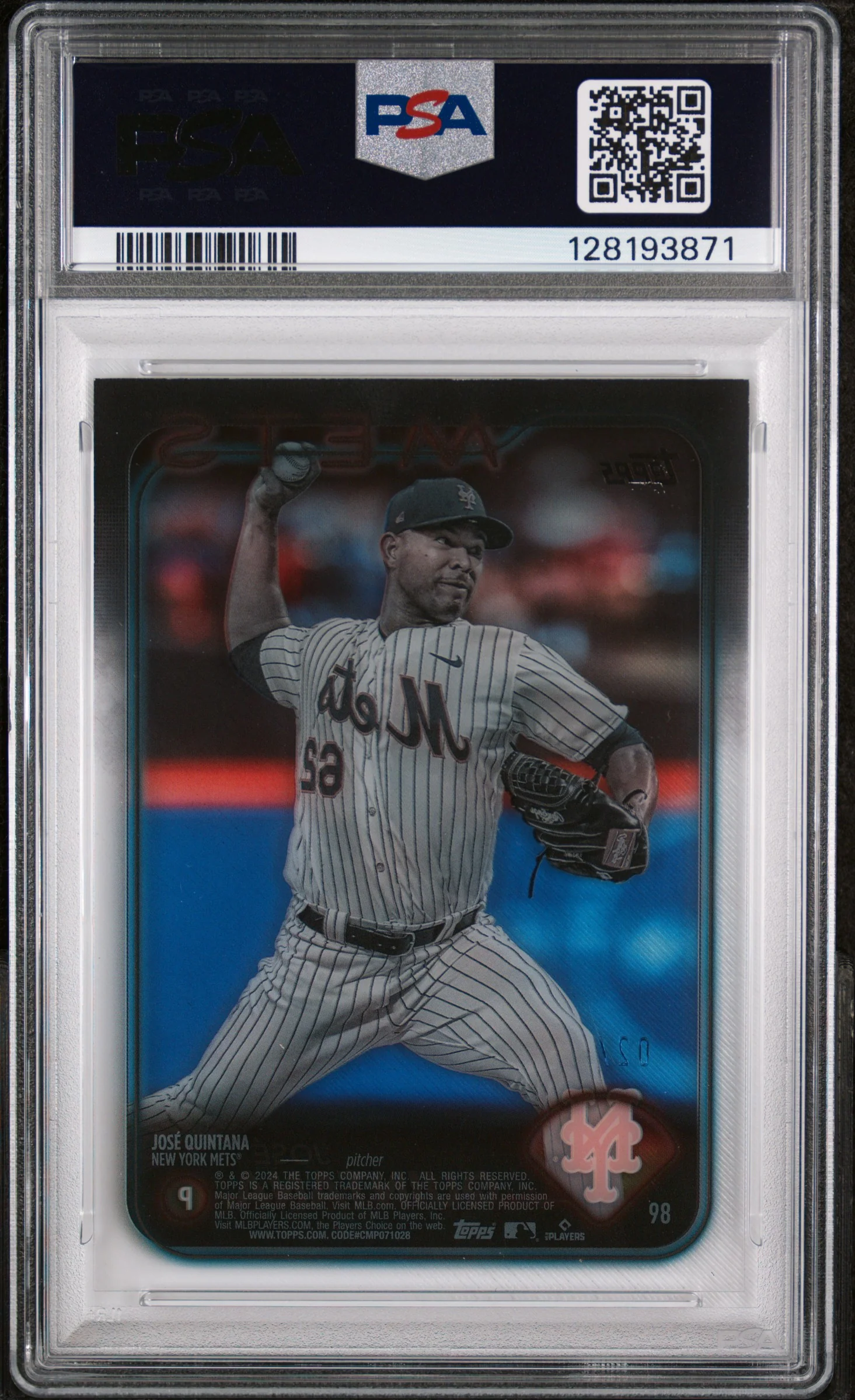 2024 Topps Clear Jose Quintana #98 /10 PSA 8 - Image 2