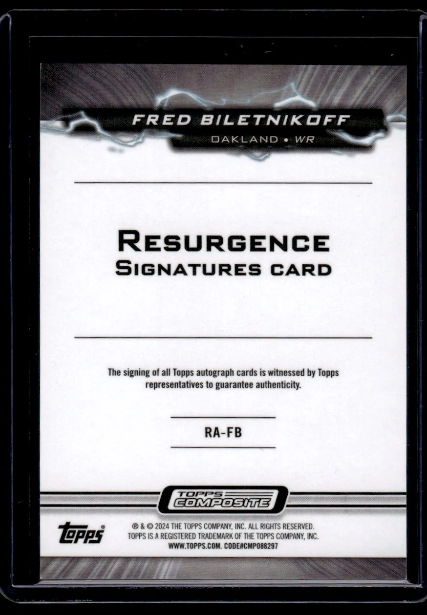 2024 Topps Composite Resurgence Signatures Fred Biletnikoff #RA-FB Auto /20 - Image 2
