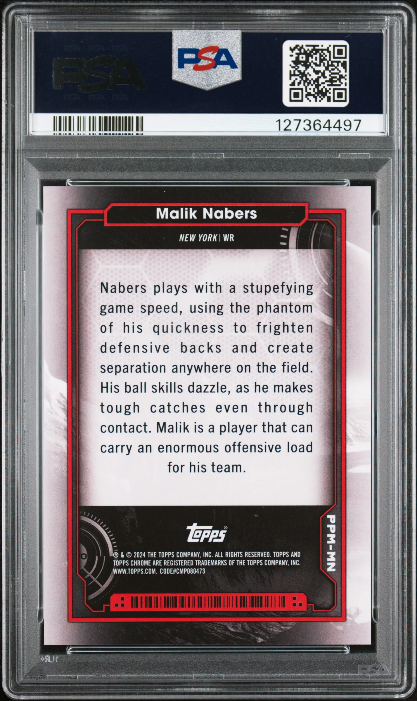 2024 Topps Cosmic Chrome Planetary Pursuit Mercury Malik Nabers #MN /127364497 PSA 10 - Image 2