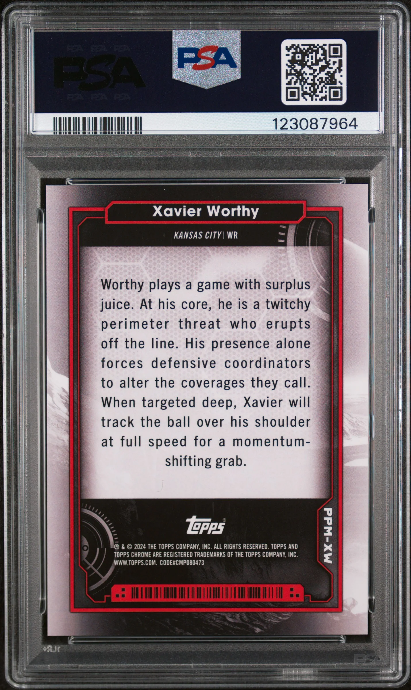 2024 Topps Cosmic Chrome Planetary Pursuit Mercury Xavier Worthy #XW /2 PSA 9 - Image 2