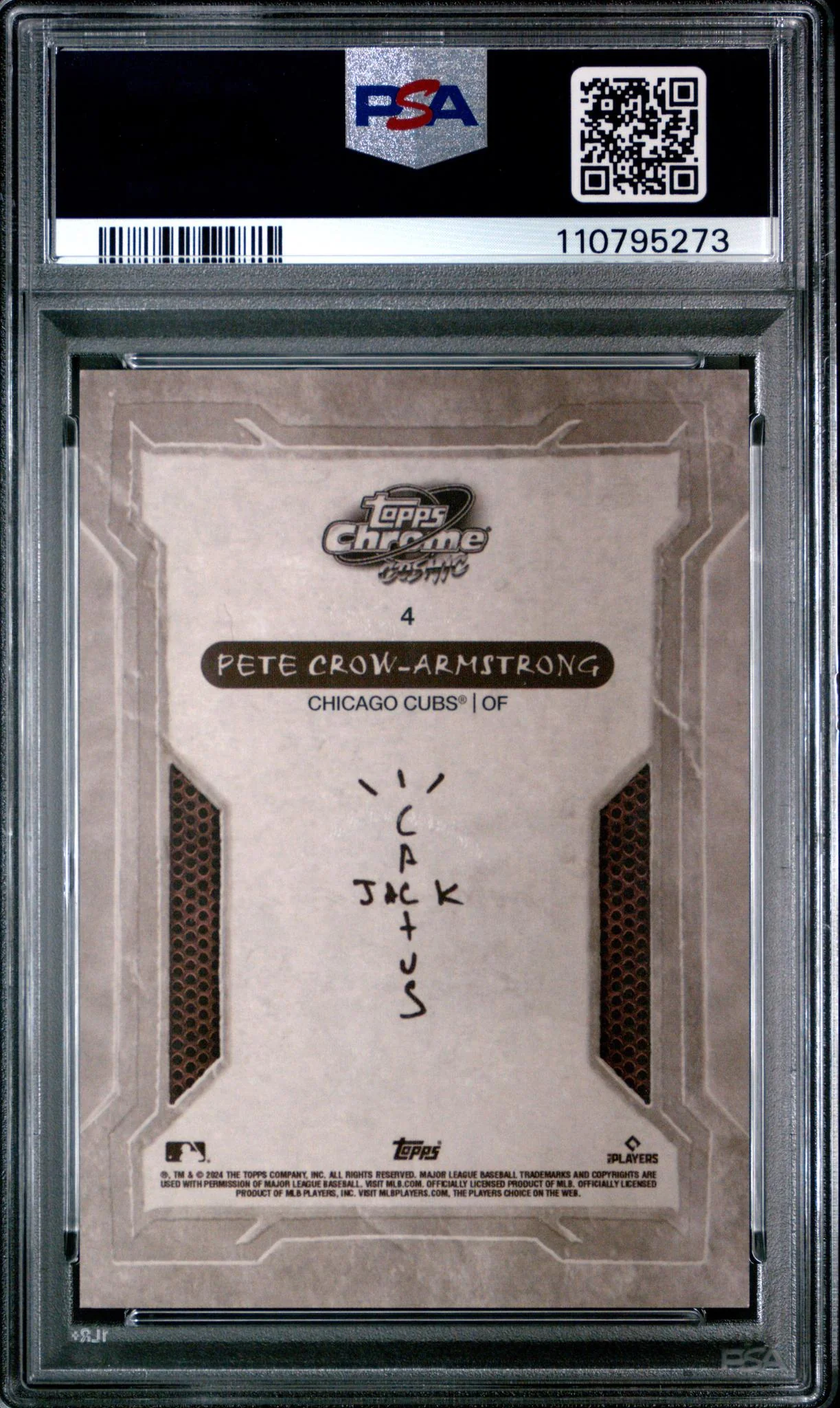 2024 Topps Cosmic Chrome X Cactus Jack Orange Refractor Pete Crow-Armstrong #4 /25 PSA 10 - Image 2