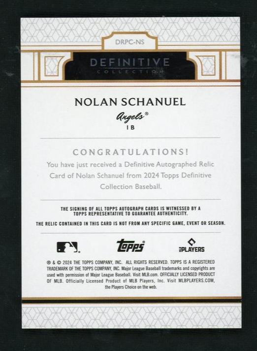 2024 Topps Definitive Collection DRC-NS Nolan Schanuel Rookie /50 Angels Auto - Image 2