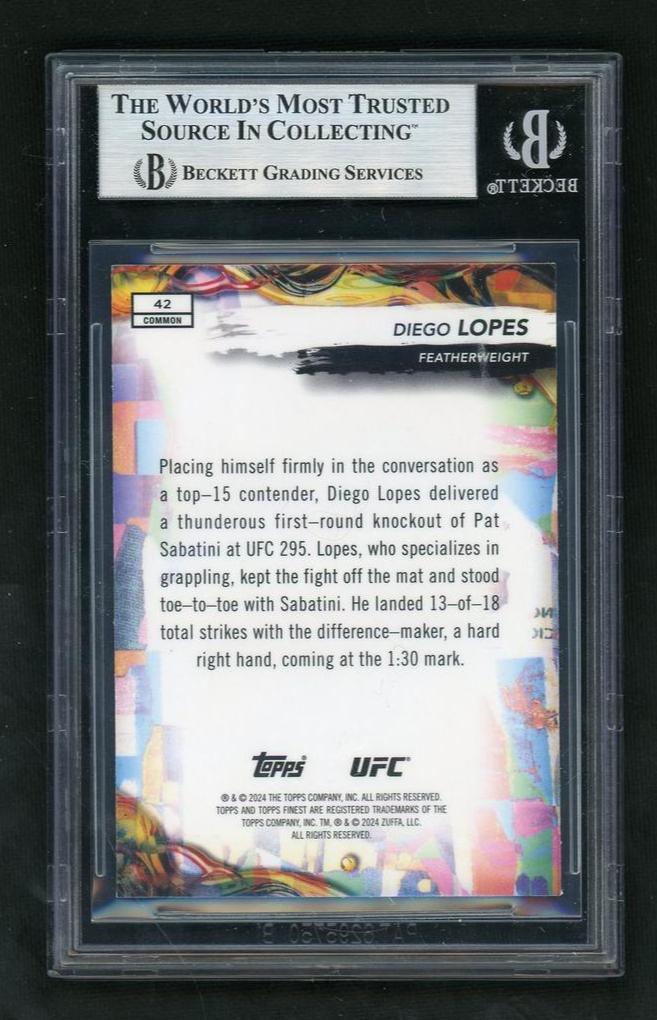 2024 Topps Finest 42 Diego Lopes Purple Checkerboard Ref Purple Rookie Beckett 8 NM-MT - Image 2