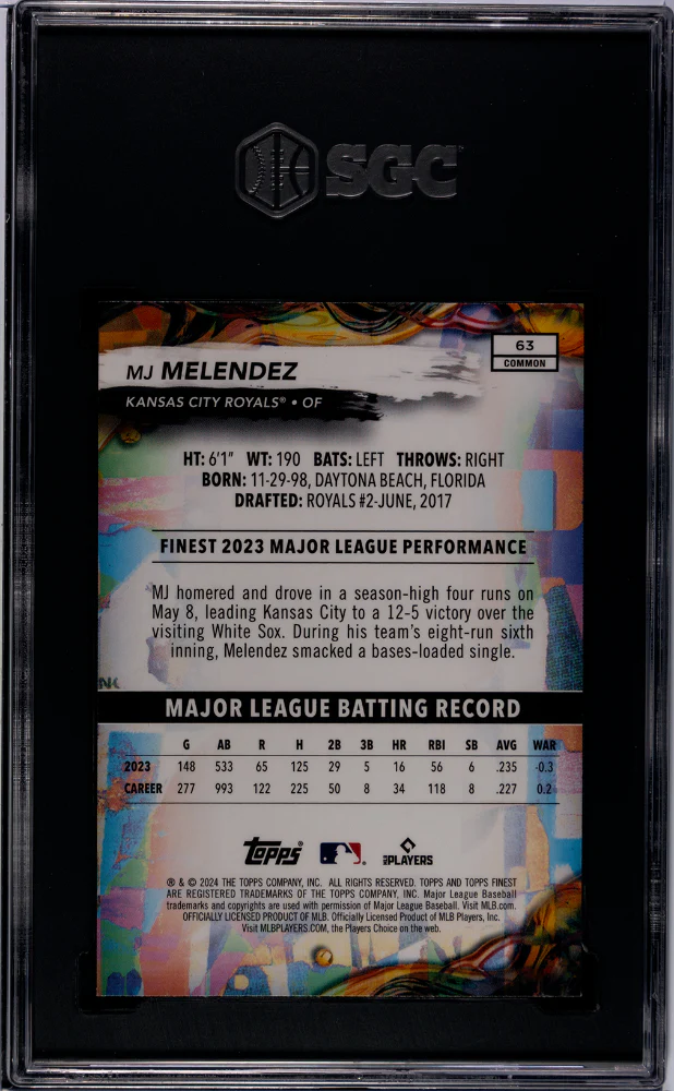 2024 Topps Finest Checkerboard Refractor MJ Melendez #63 SGC 10 - Image 2