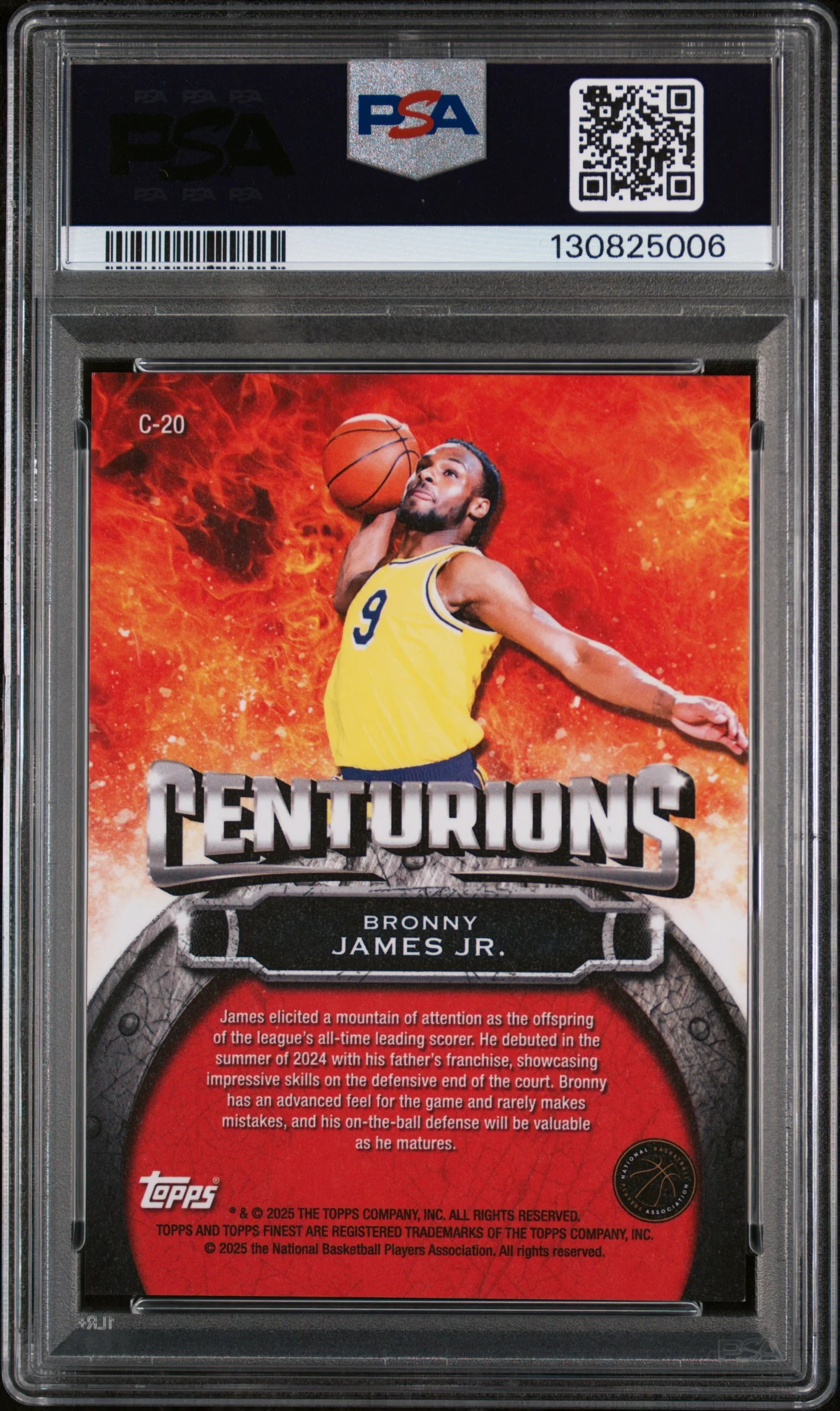2024 Topps Finest Centurions Bronny James Jr. #C20 PSA 9 - Image 2