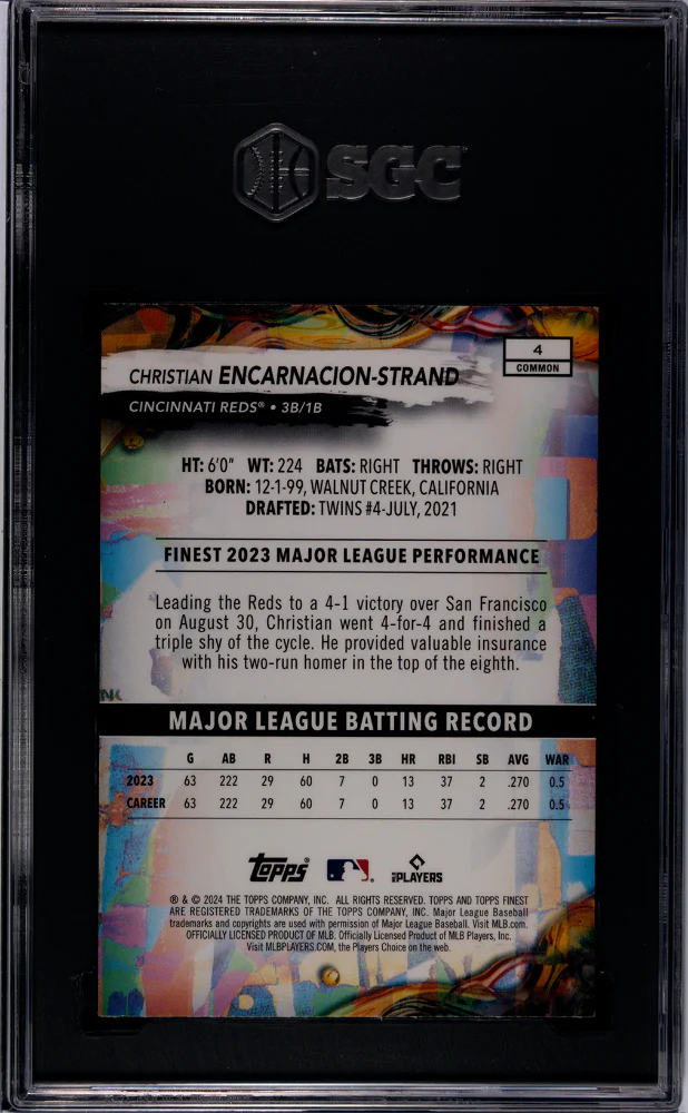2024 Topps Finest Checkerboard Christian Encarnacion-Strand #4 RC SGC 10 - Image 2