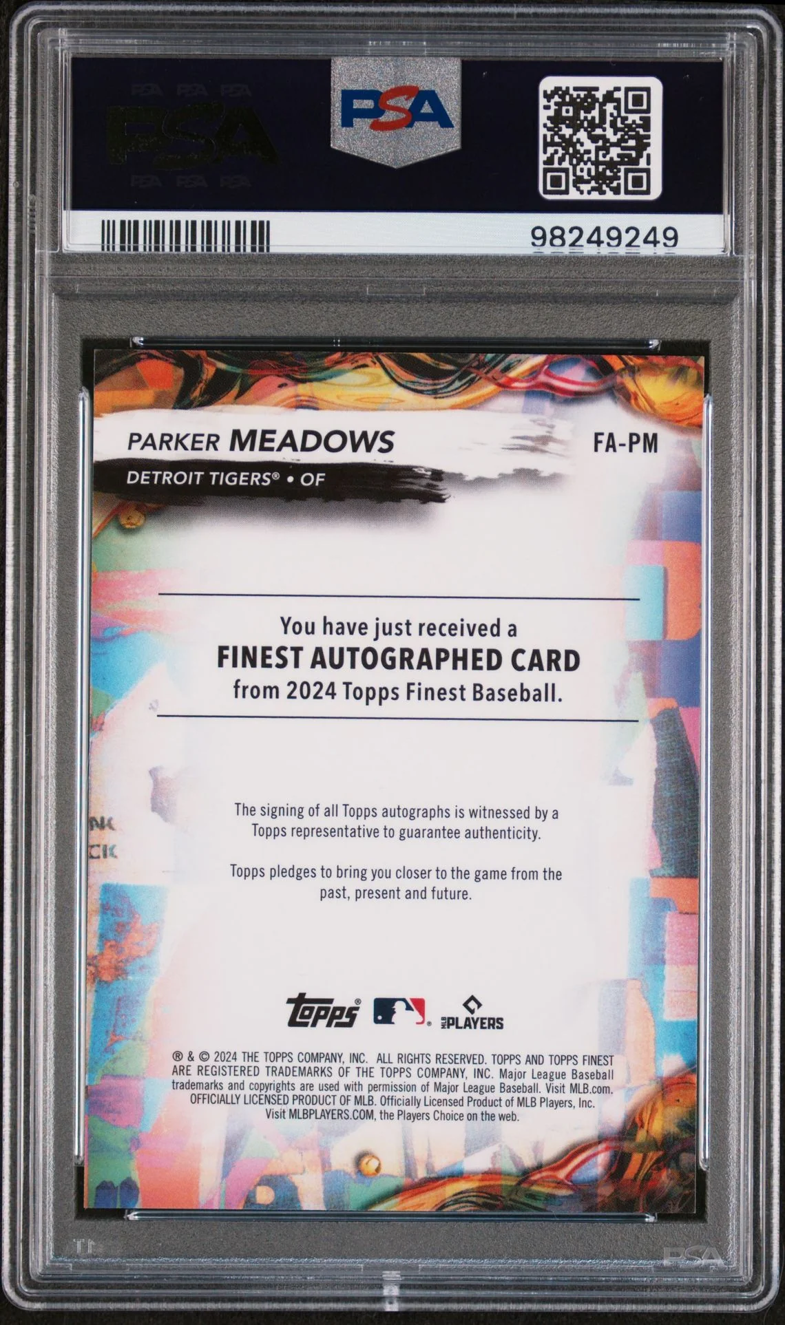 2024 Finest Green Refractor Parker Meadows #FA-PM RC Auto /75 PSA 10 - Image 2