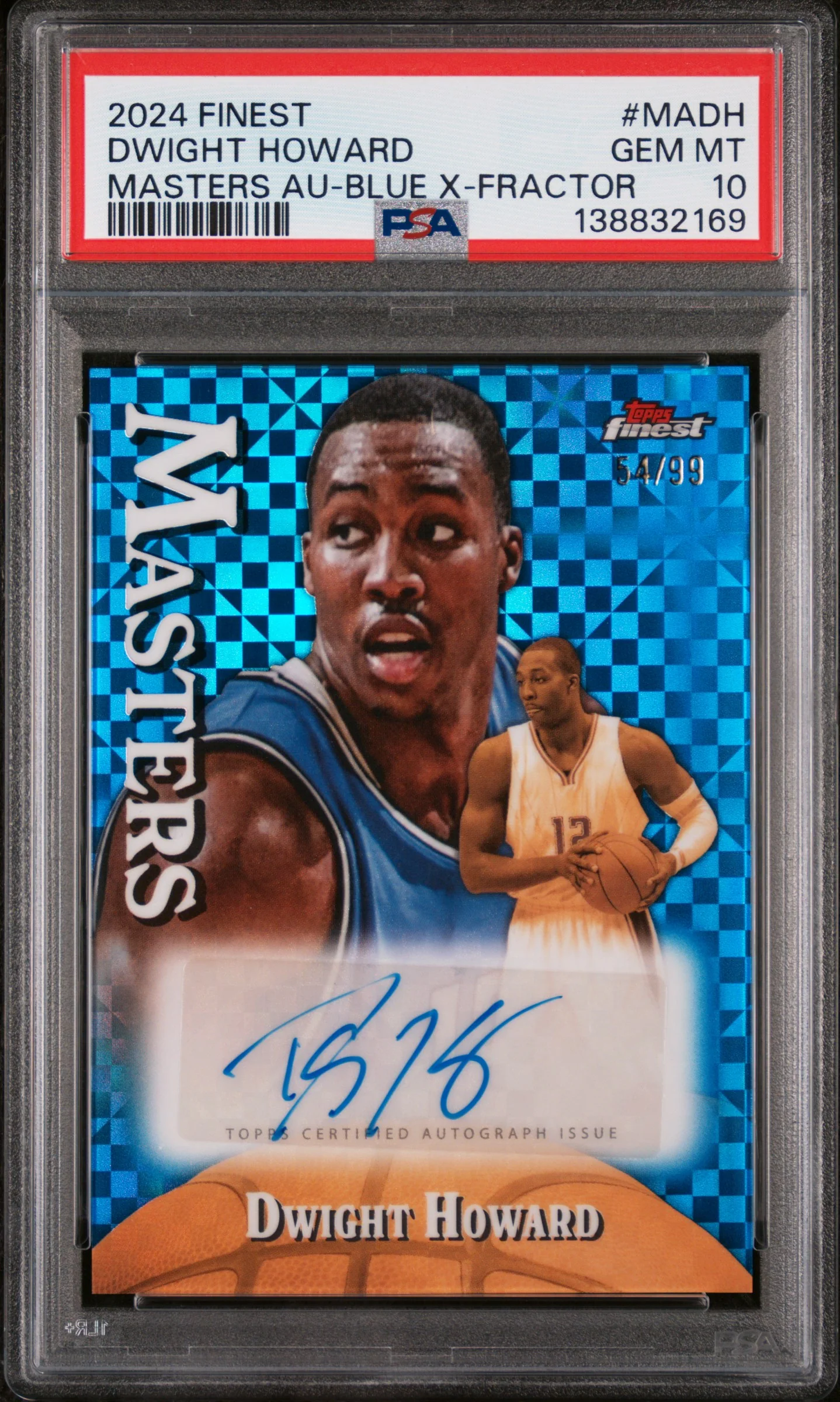 2024 Topps Finest Masters Autograph Blue X-Fractor Dwight Howard #MADH /99 PSA 10