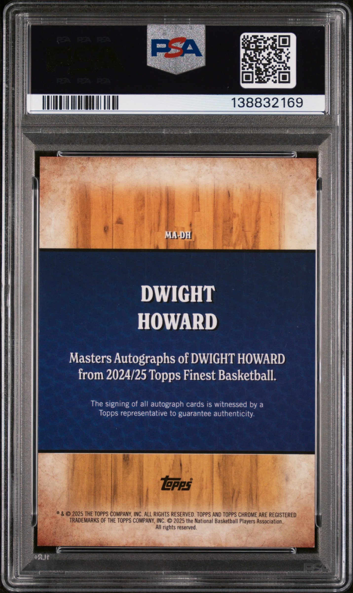 2024 Topps Finest Masters Autograph Blue X-Fractor Dwight Howard #MADH /99 PSA 10 - Image 2