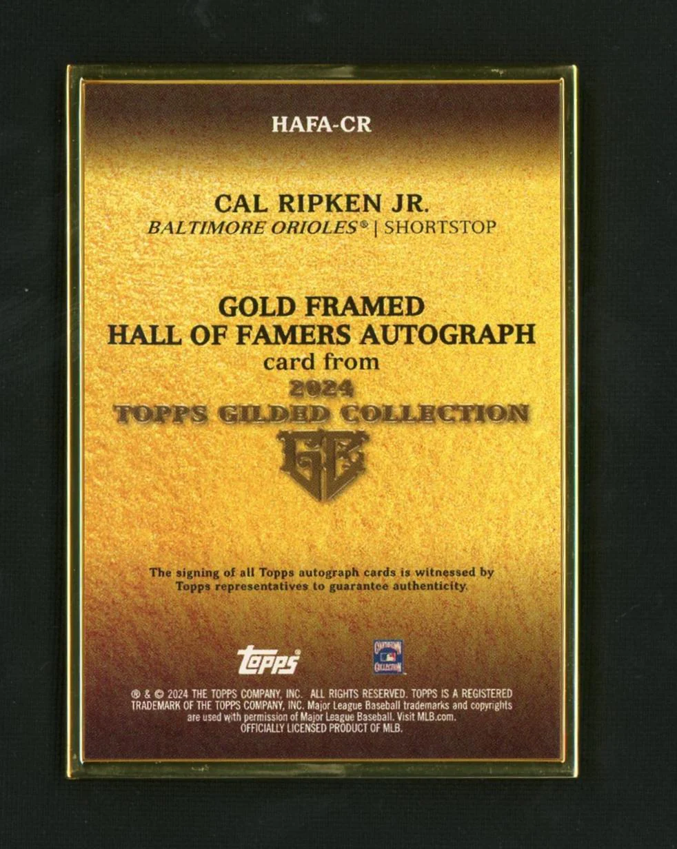 2024 Topps Gilded Collection Gold Framed HOF Cal Ripken Jr #HAFA-CR Auto /25 - Image 2