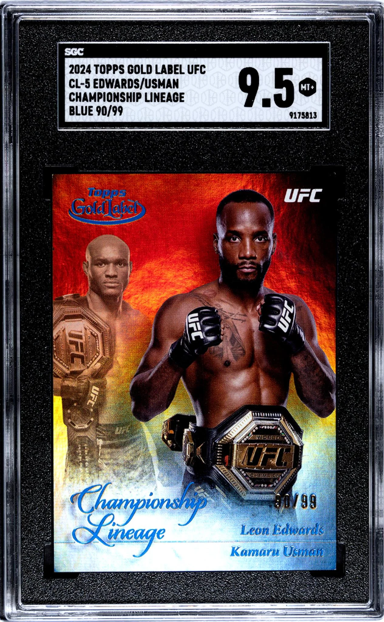 2024 Topps Gold Label Championship Lineage Blue Edwards/Usman #CL-5 /99 SGC 9.5