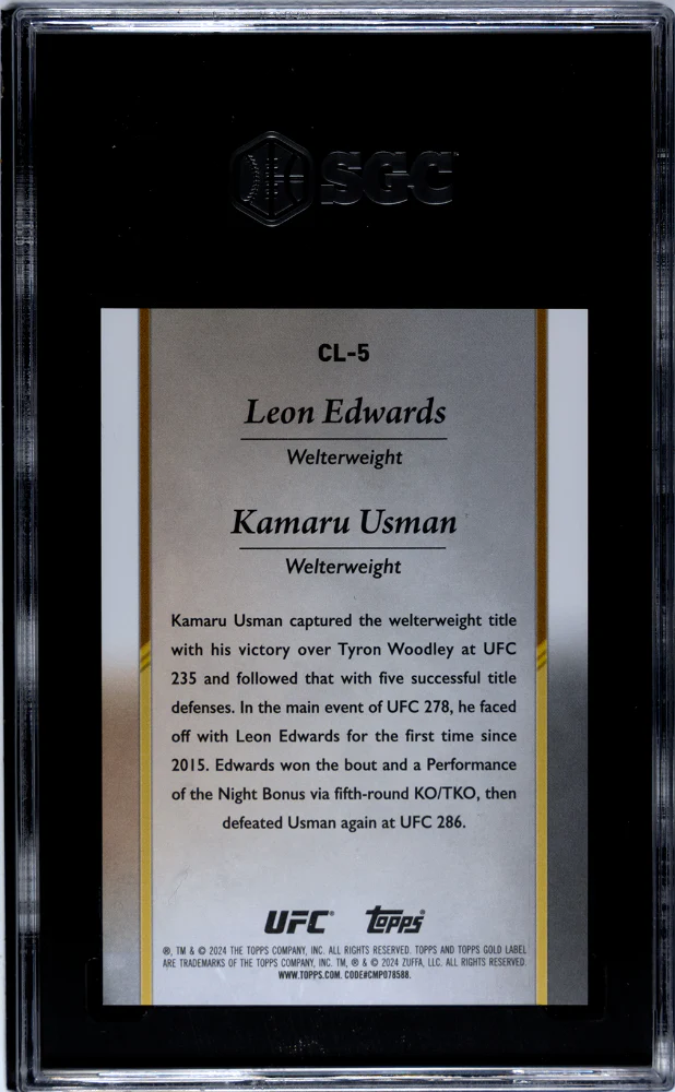 2024 Topps Gold Label Championship Lineage Blue Edwards/Usman #CL-5 /99 SGC 9.5 - Image 2