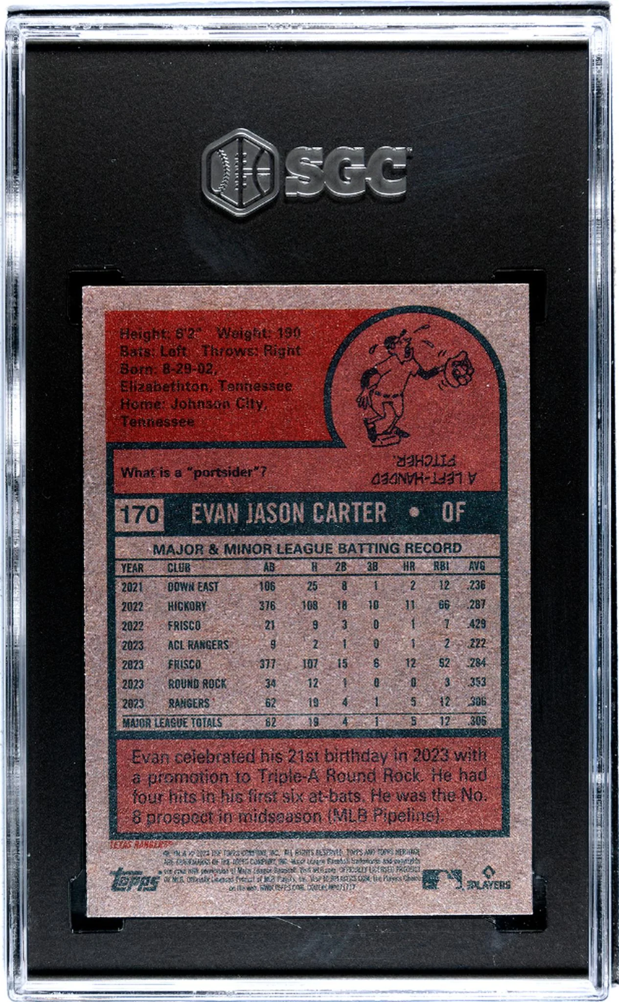 2024 Topps Heritage Evan Carter #170 RC SGC 9 - Image 2