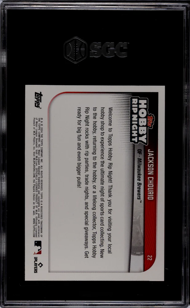 2024 Topps Hobby Rip Night Jackson Chourio #22 RC SGC 8.5 - Image 2