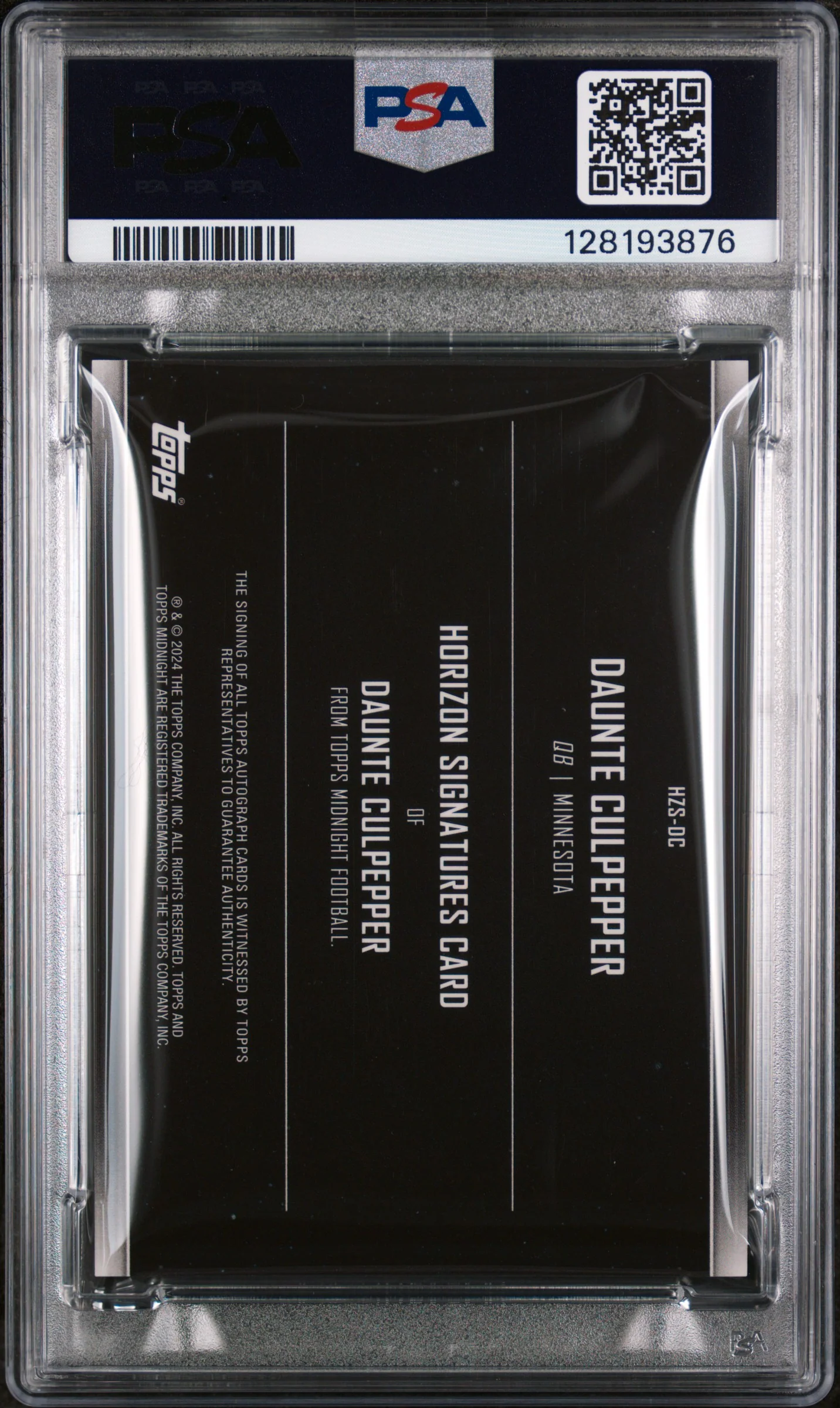2024 Topps Midnight Horizon Signatures Daunte Culpepper #HZSDC PSA 9 - Image 2