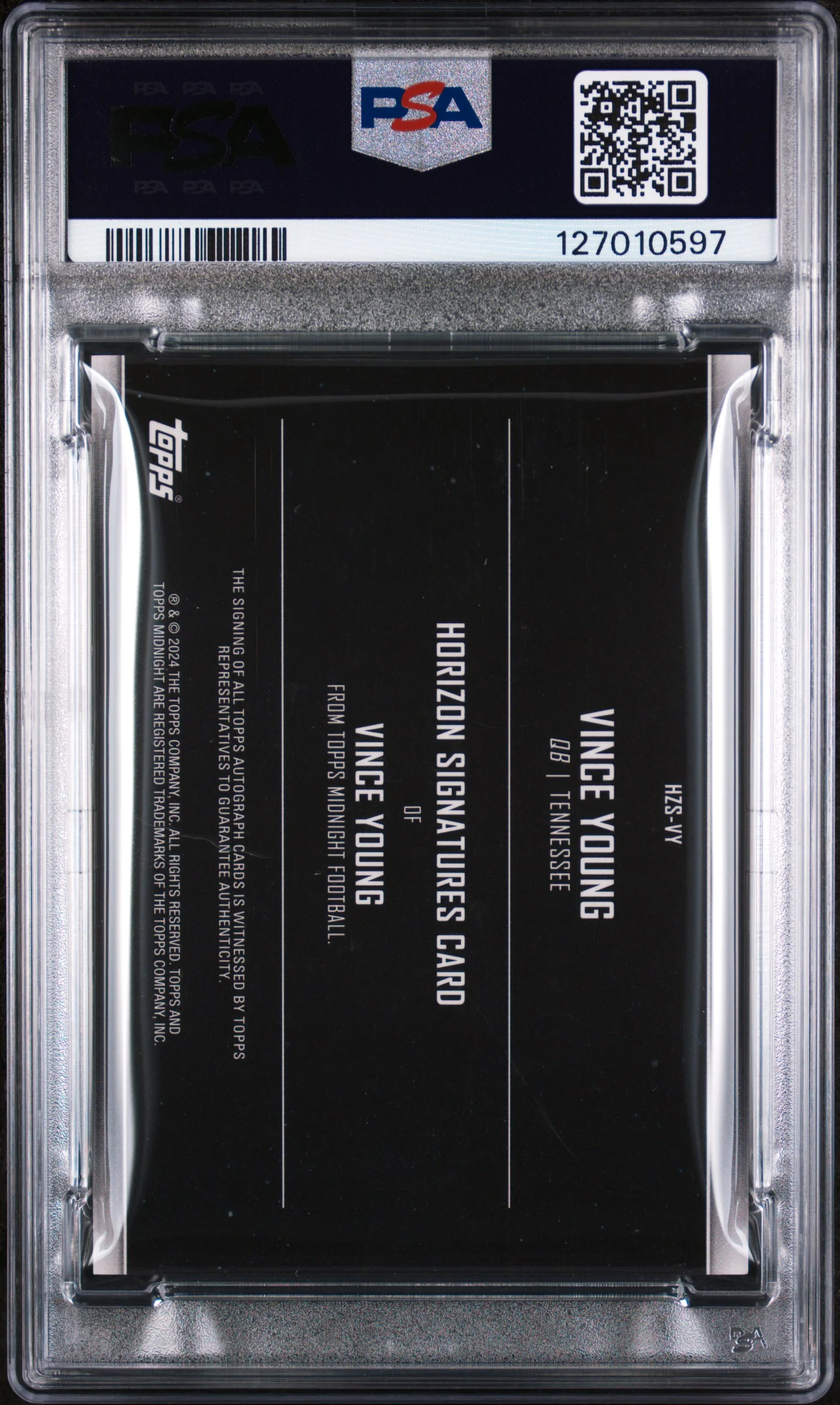 2024 Topps Midnight Horizon Signatures Moonrise Vince Young #HZSVY /25 PSA 9 - Image 2