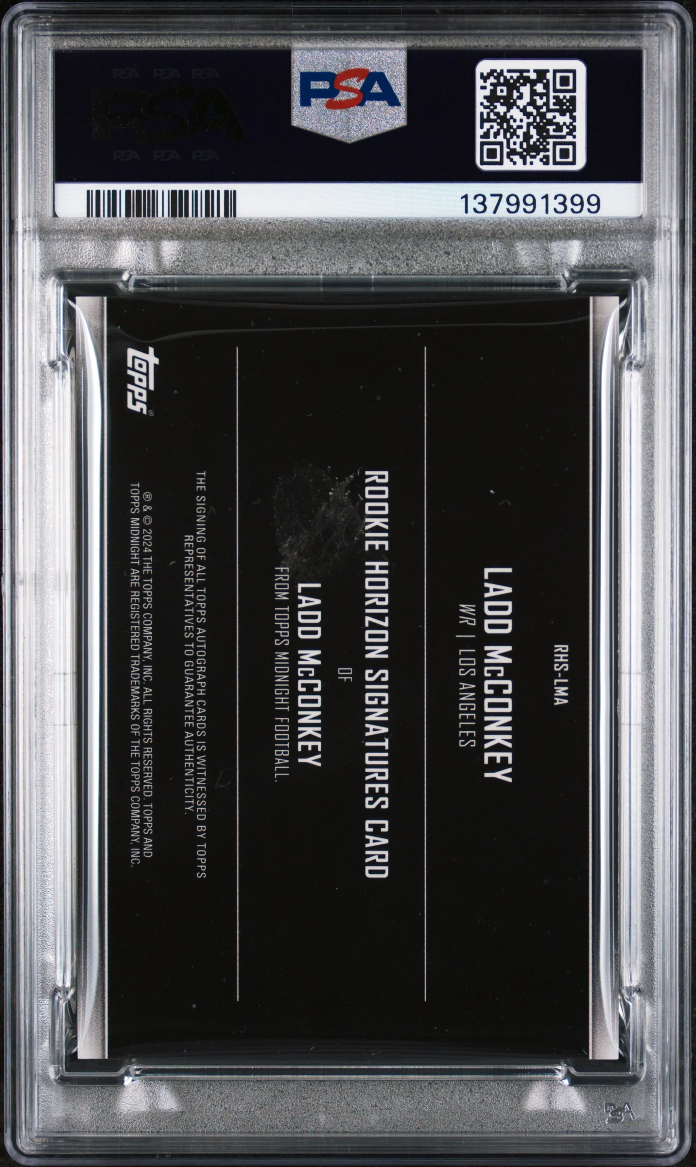 2024 Topps Midnight Rookie Horizon Signatures Ladd Mcconkey #RHSLMA PSA 10 - Image 2