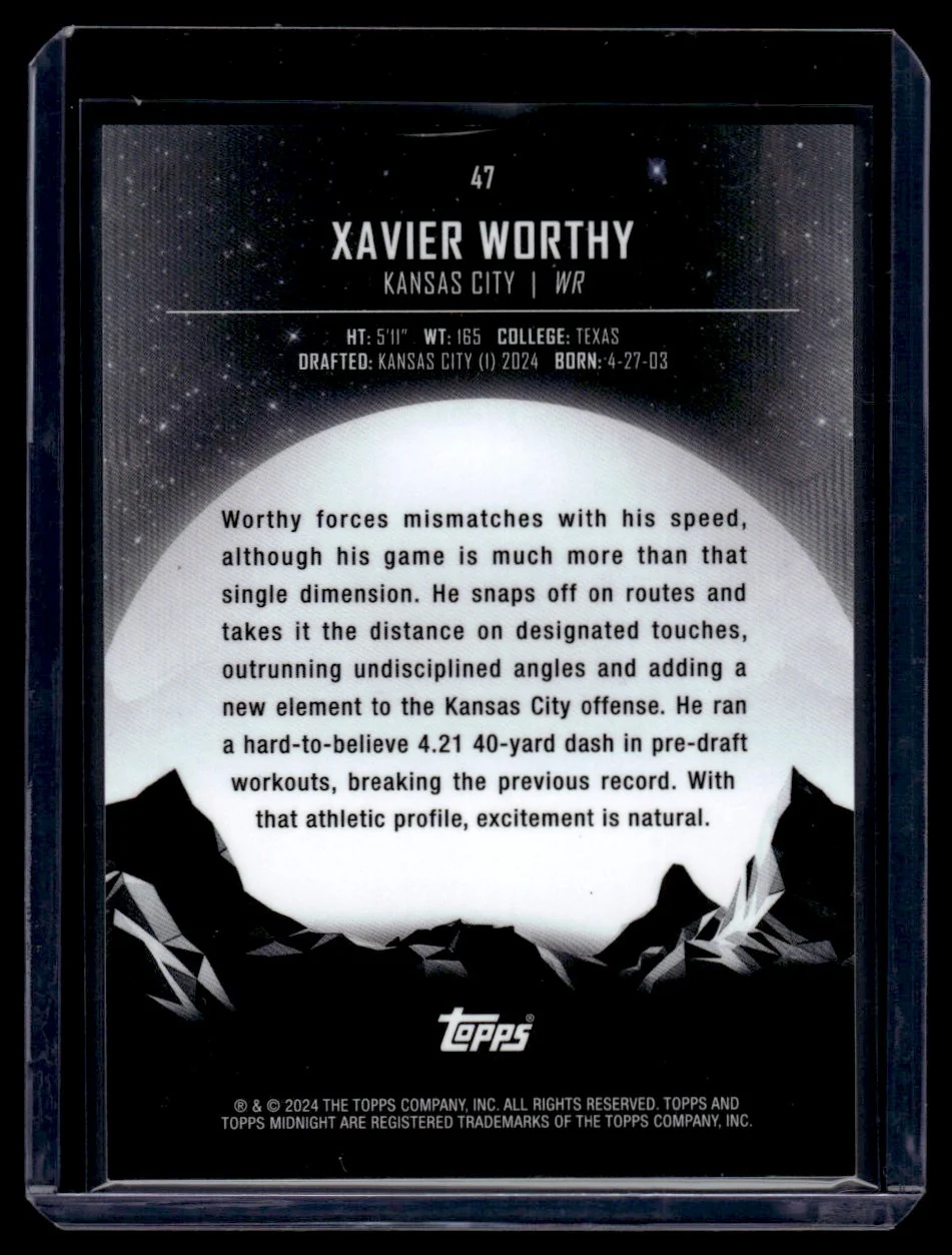 2024 Topps Midnight Xavier Worthy #47 RC /75 - Image 2