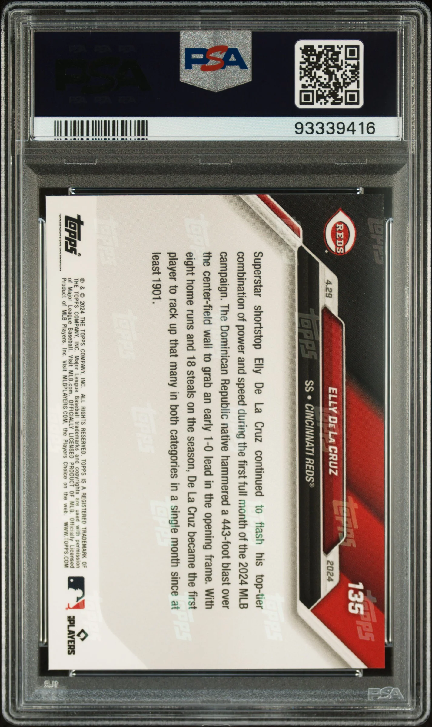 2024 Topps Now Elly De La Cruz #135 PSA 10 - Image 2