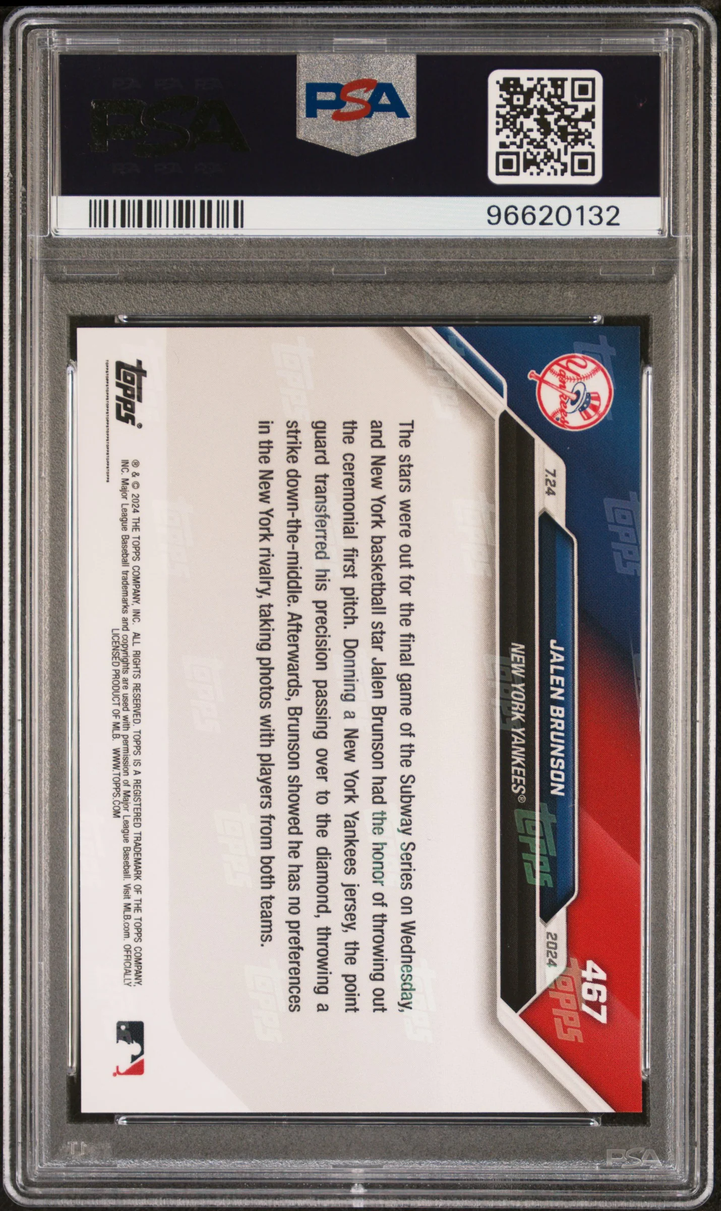 2024 Topps Now Jalen Brunson #467 PSA 10 - Image 2