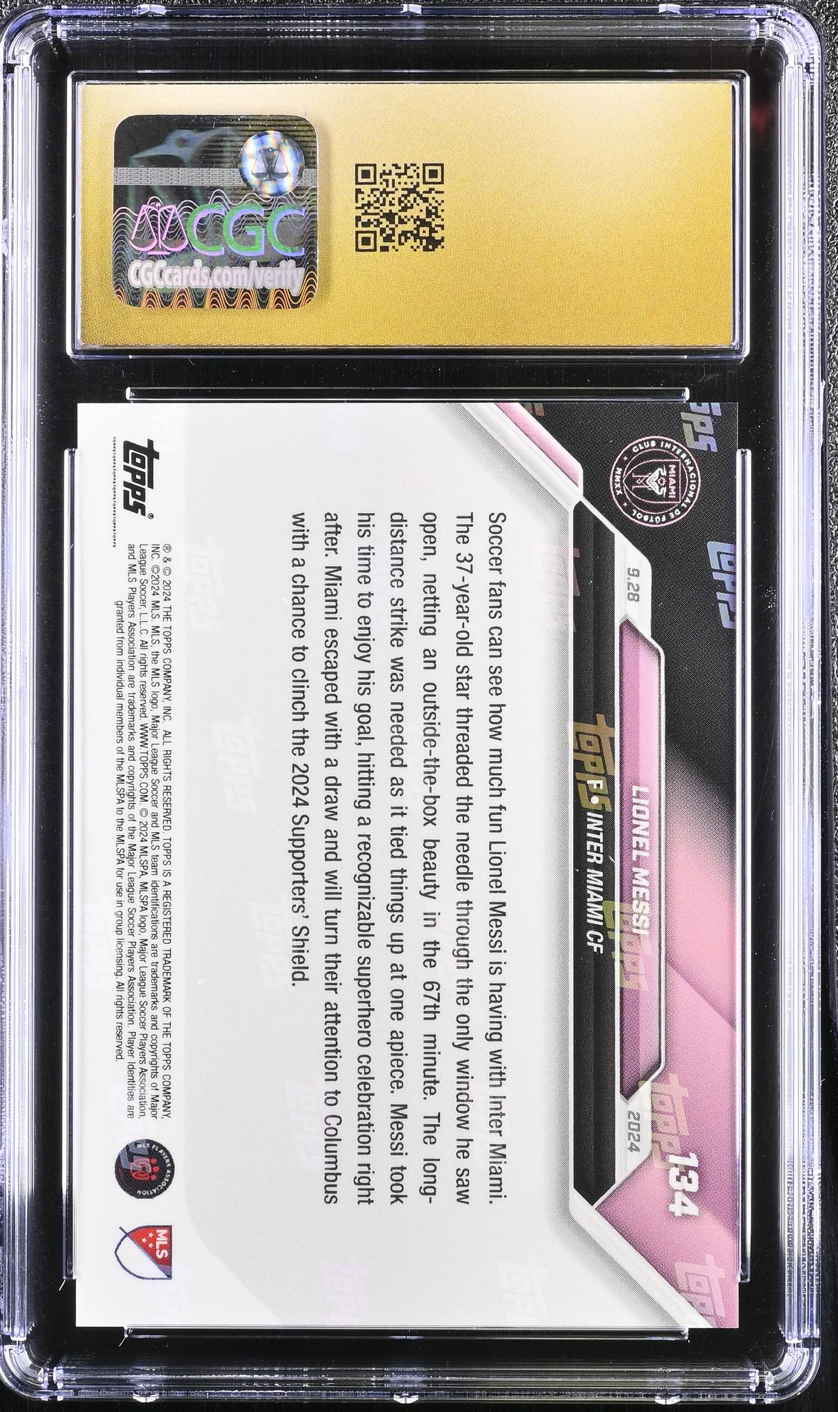 2024 Topps Now MLS Lionel Messi #134 CGC Pristine 10 - Image 2