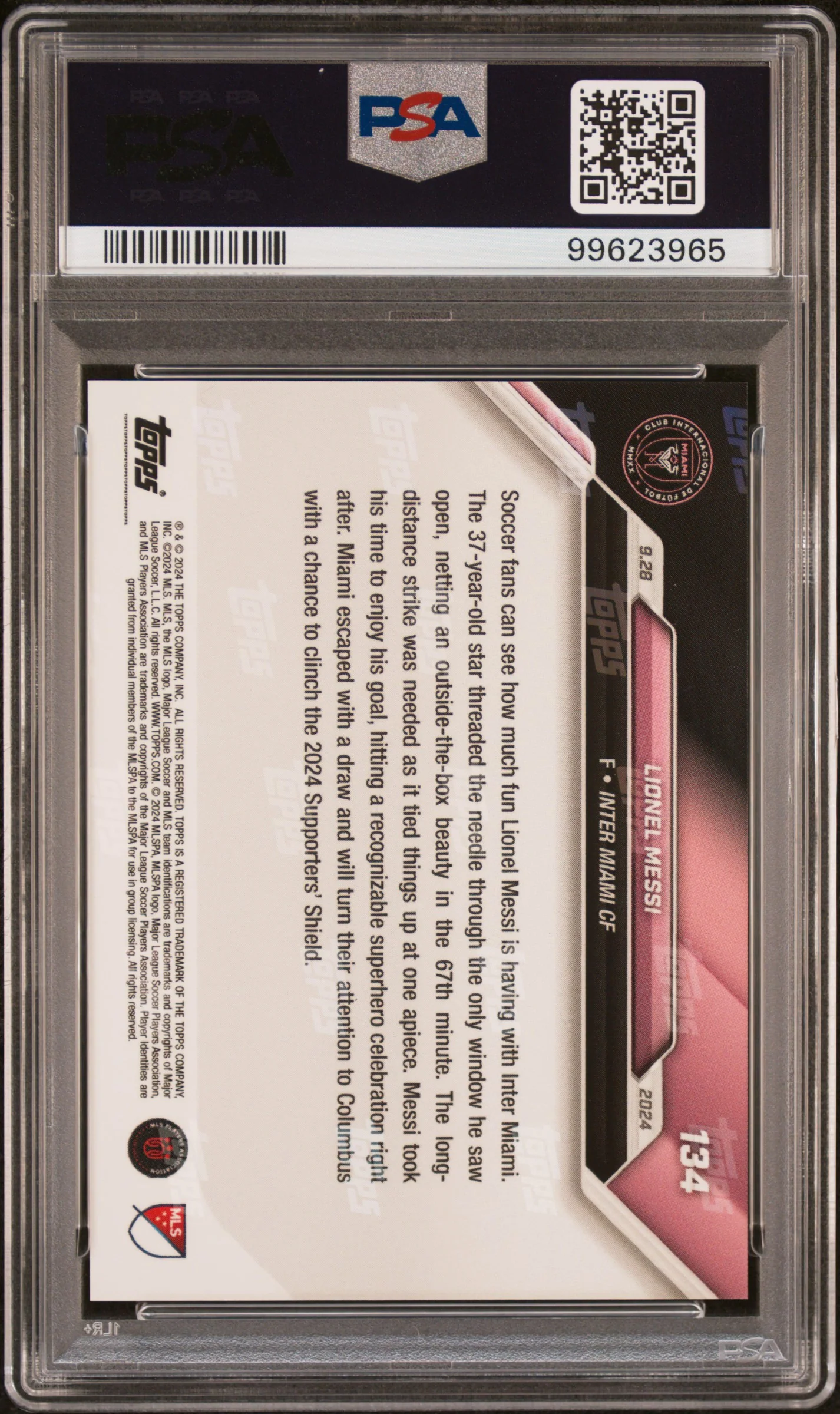 2024 Topps Now MLS Lionel Messi #134 PSA 10 - Image 2