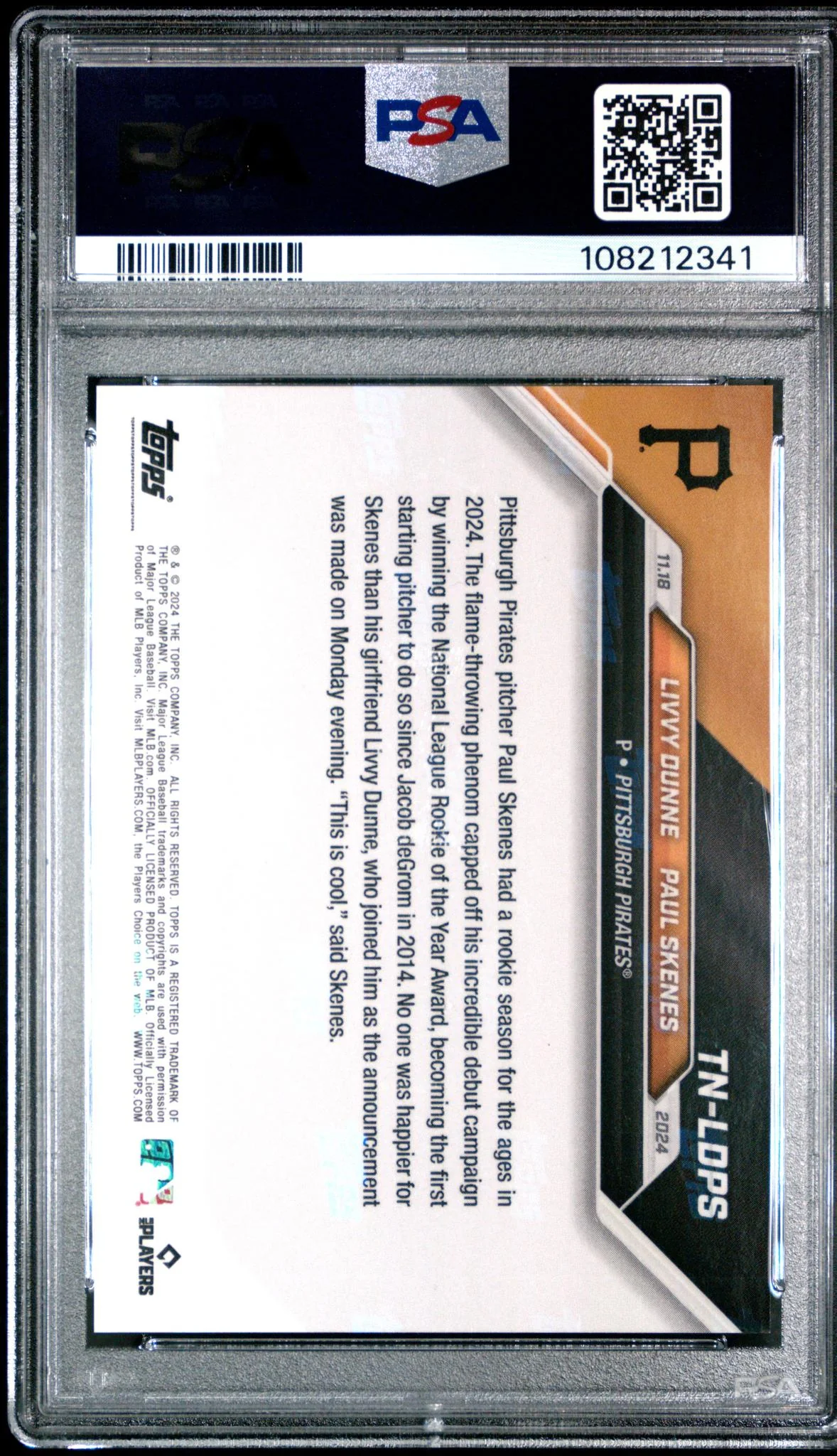 2024 Topps Now Offseason Livvy Dunne/Paul Skenes #TNLDPS /9633 PSA 10 - Image 2