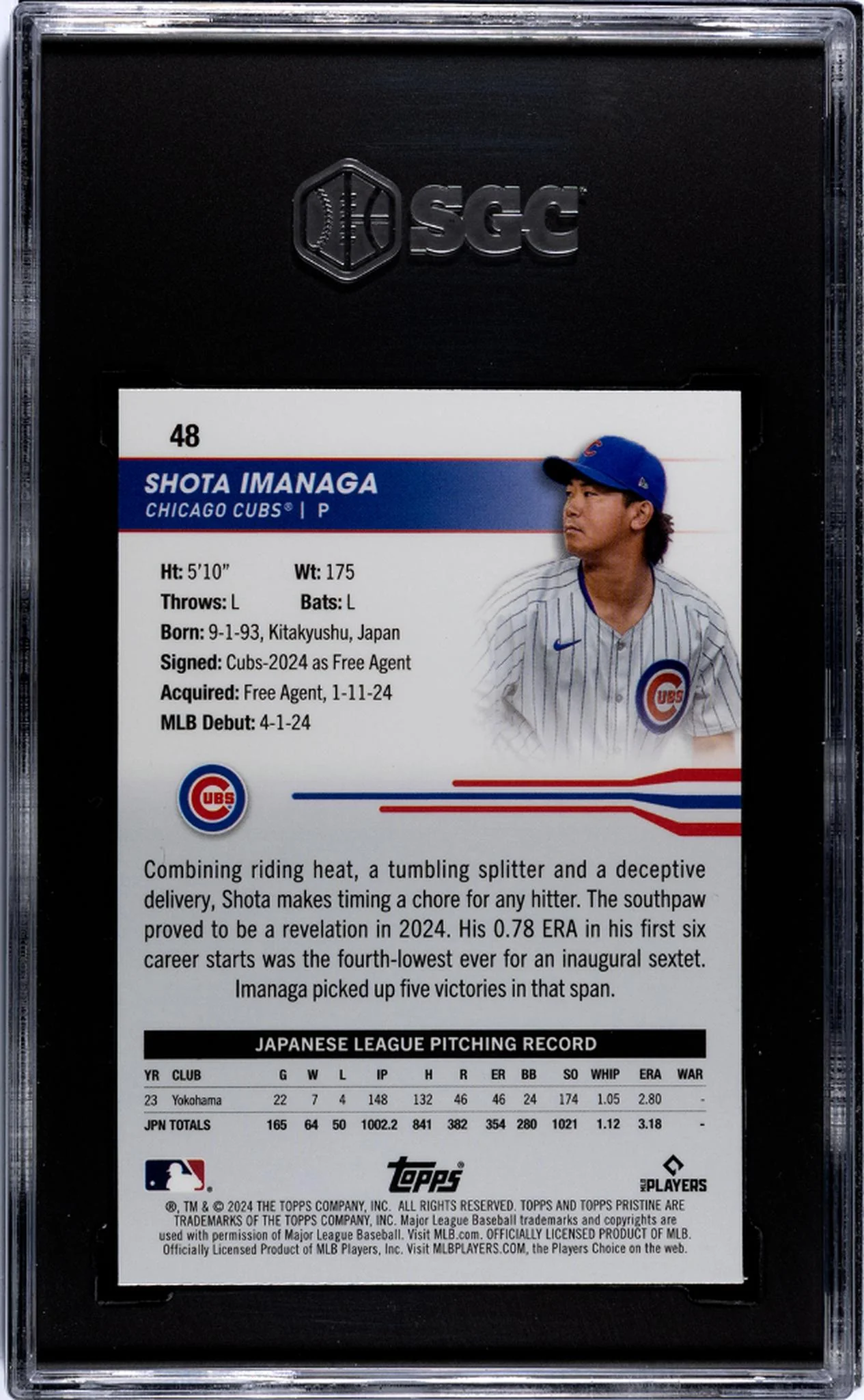 2024 Topps Pristine #48 Shota Imanaga SGC 10 - Image 2