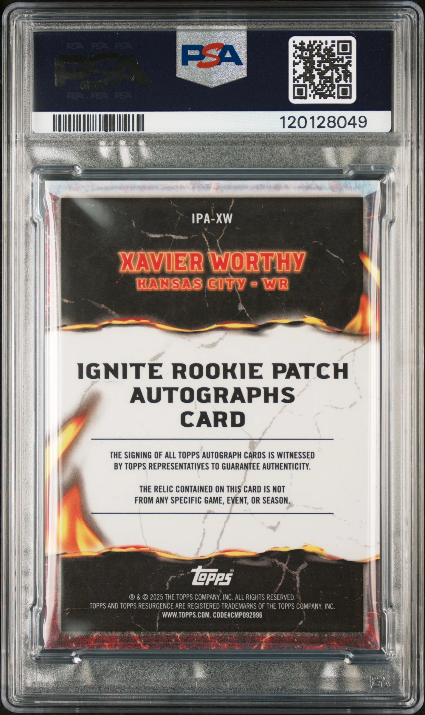 2024 Topps Resurgence #IPA-XW Xavier Worthy Ignite RPA-Red Power Surge /75 PSA 9 - Image 2