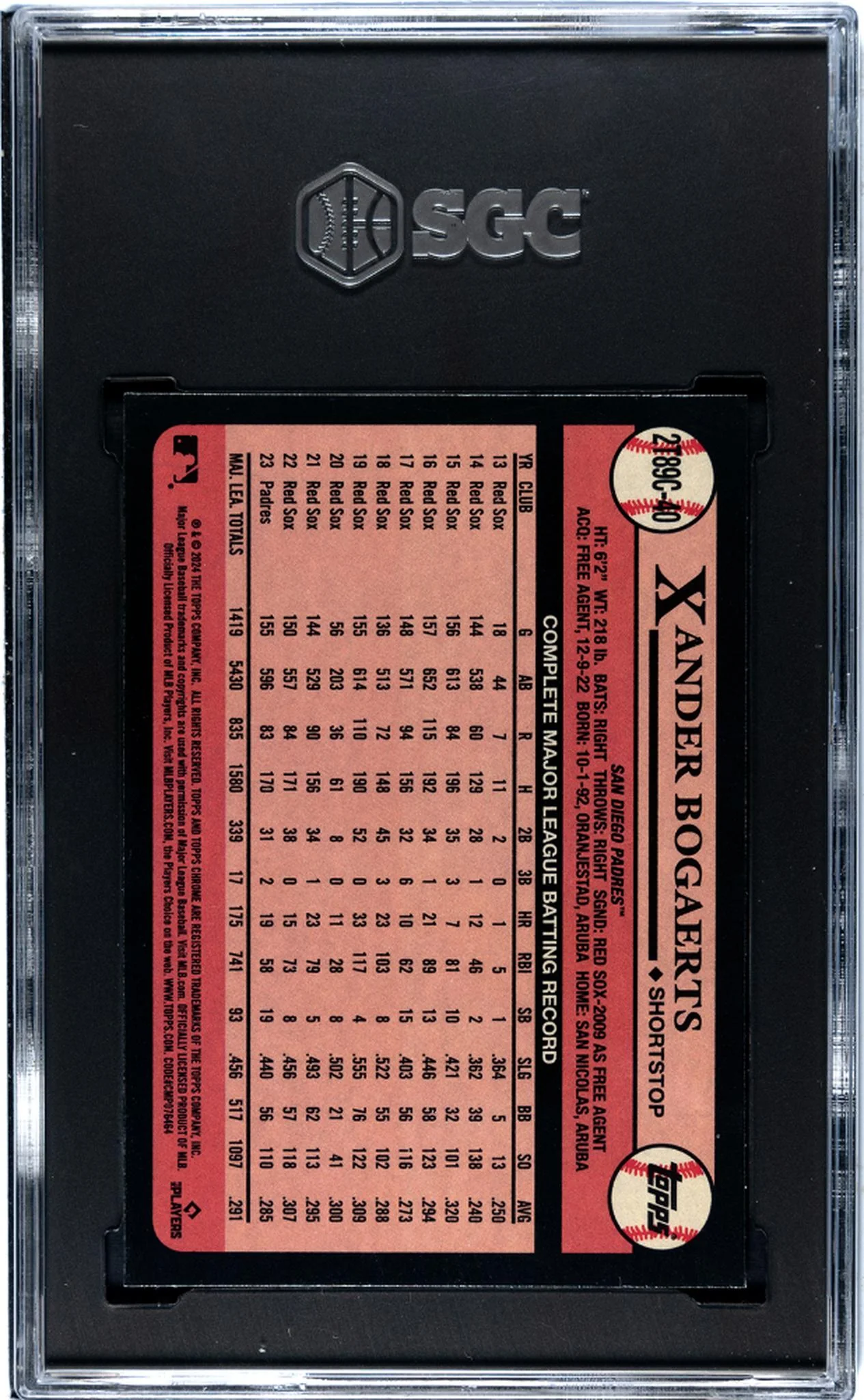 2024 Topps Series 2 Chrome '89 Design Xander Bogaerts #2T89C-40 SGC 10 - Image 2