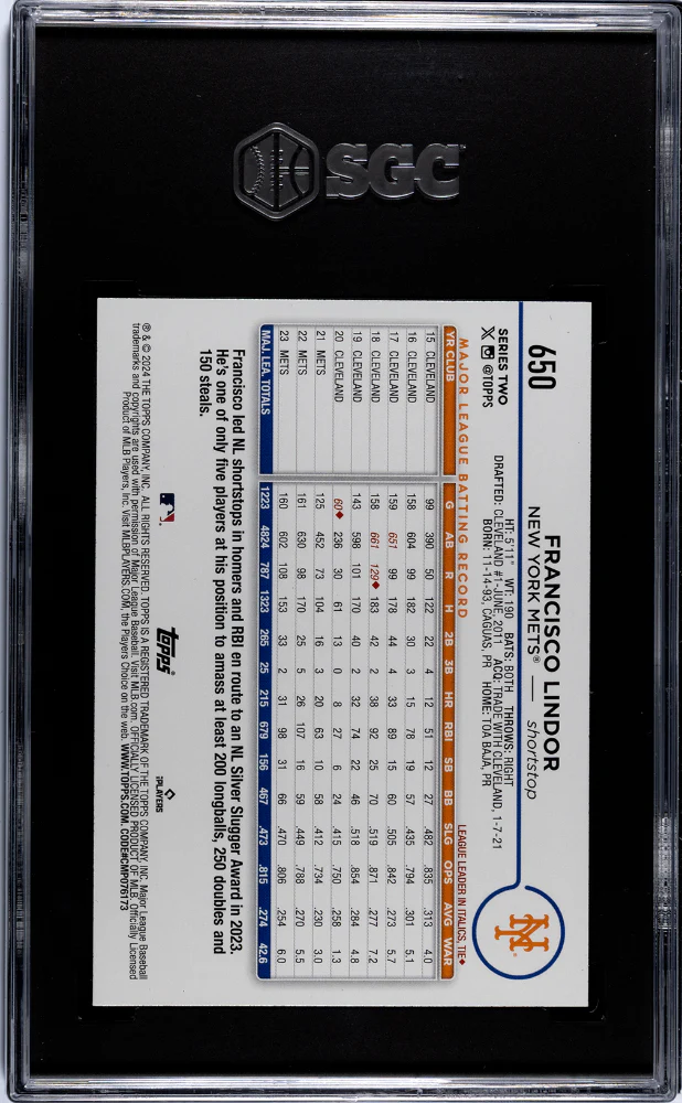 2024 Topps Series 2 Francisco Lindor #650 SGC 10 - Image 2