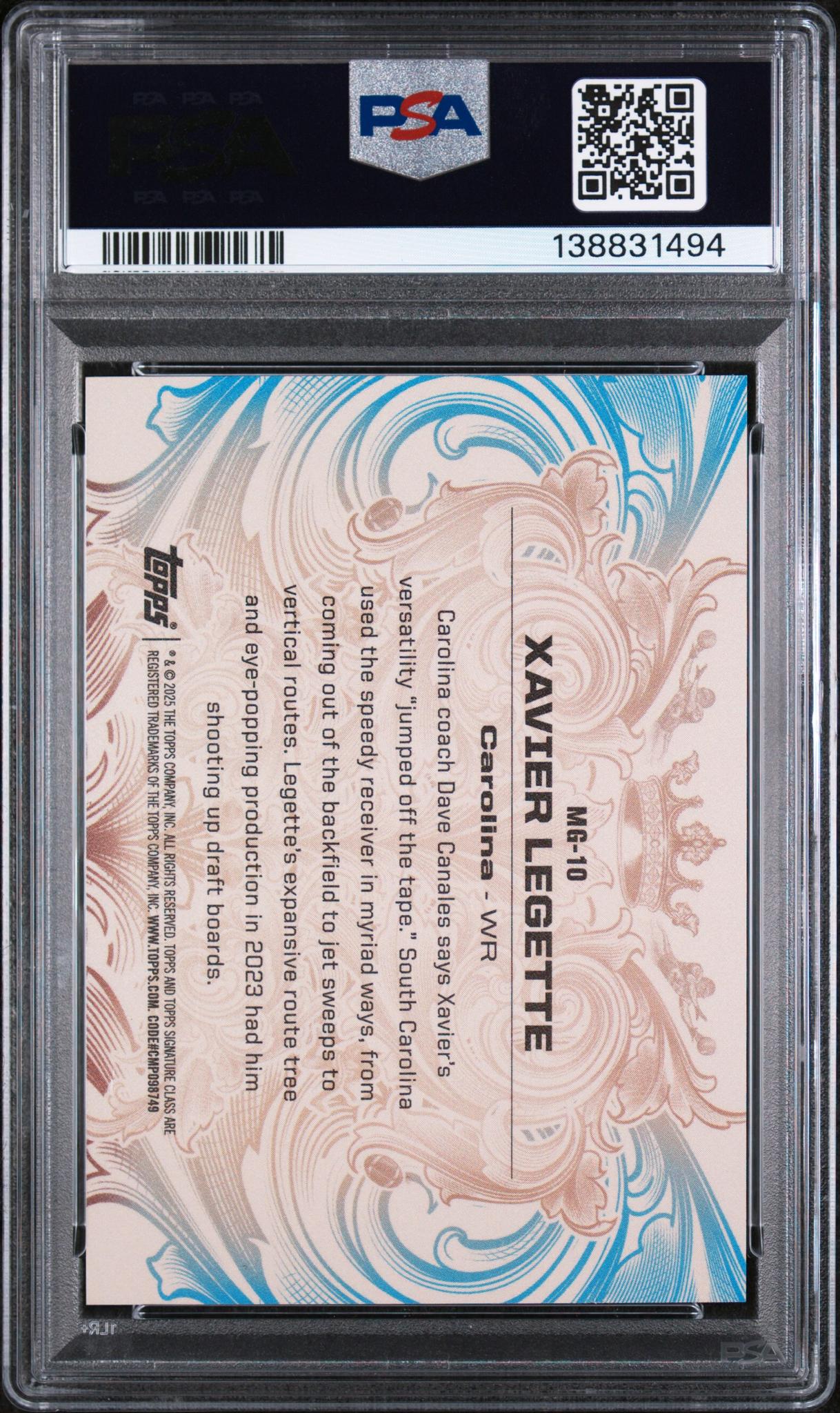 2024 Topps Signature Class Monarchs of the Game Xavier Legette #MG10 PSA 10 - Image 2
