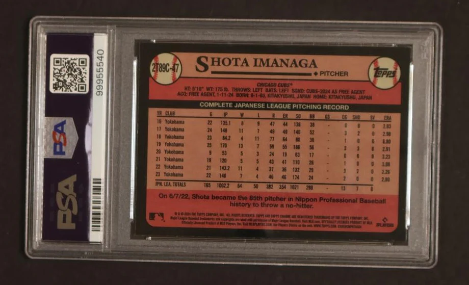 2024 Topps Silver Pack 1989 Chrome Promo Shota Imanaga #47 PSA 9 - Image 2