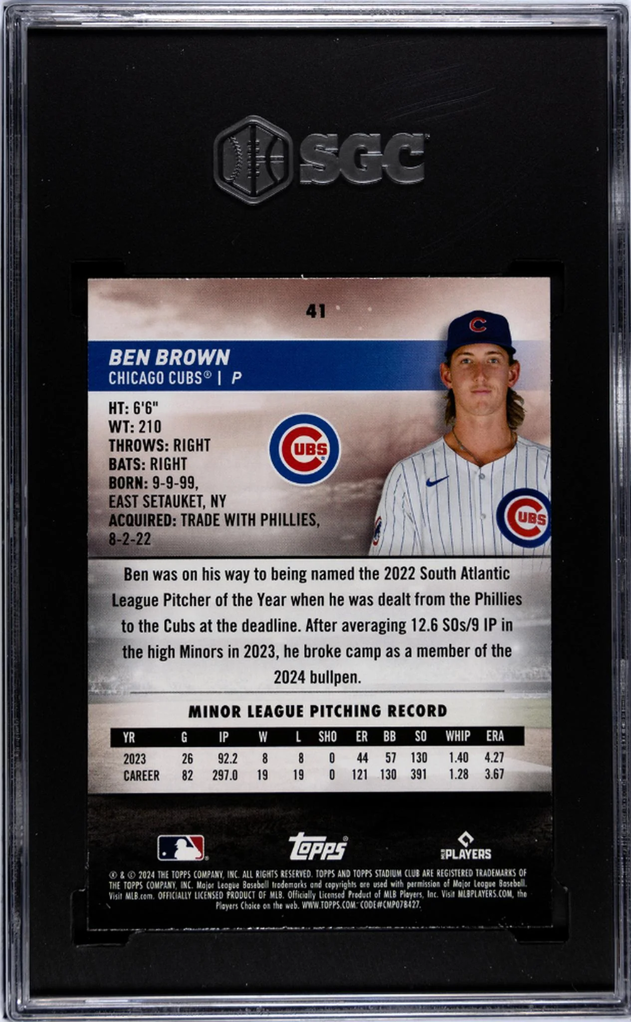 2024 Topps Stadium Club #41 Ben Brown SGC 9.5 - Image 2
