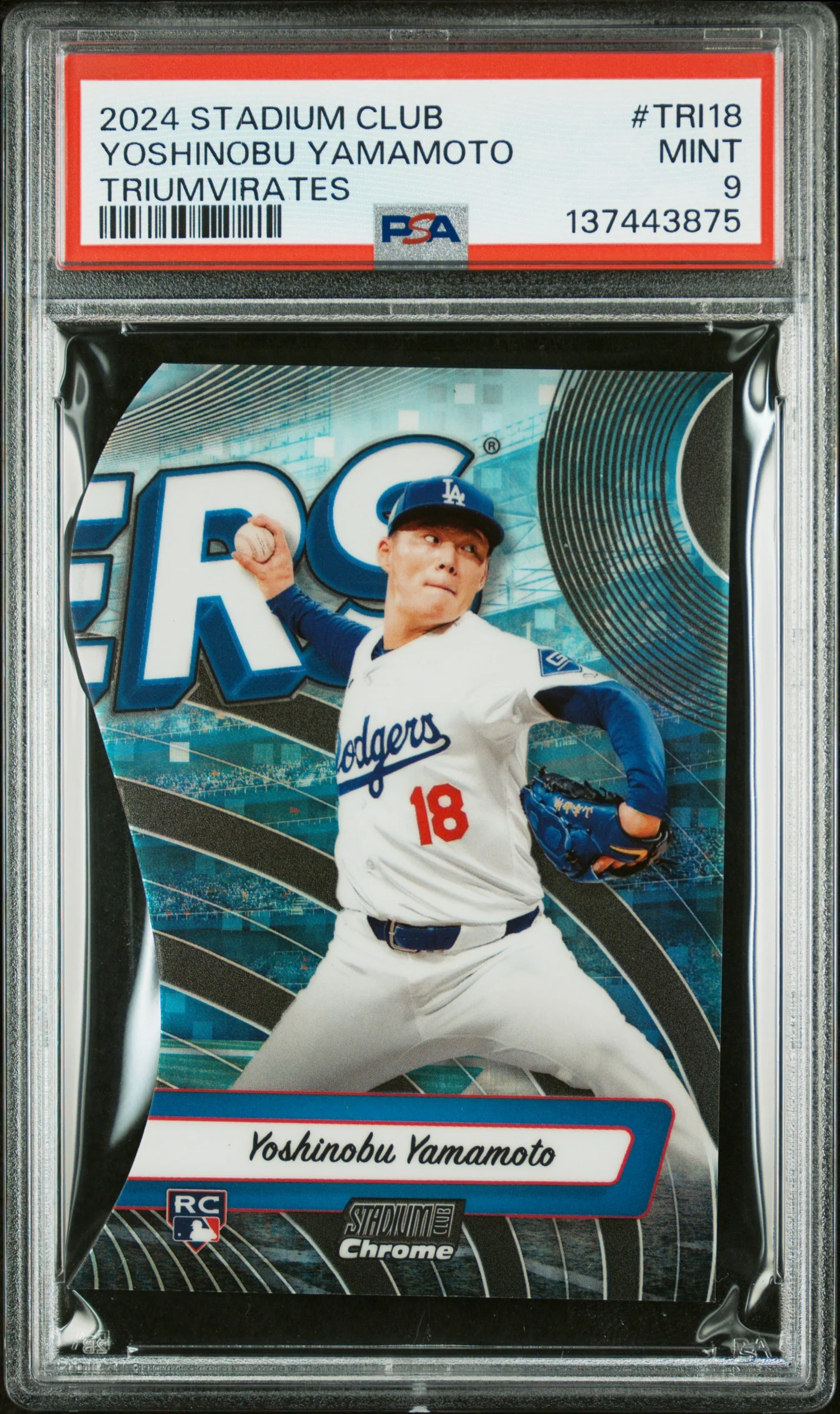 2024 Topps Stadium Club Triumvirates Yoshinobu Yamamoto #TRI18 PSA 9