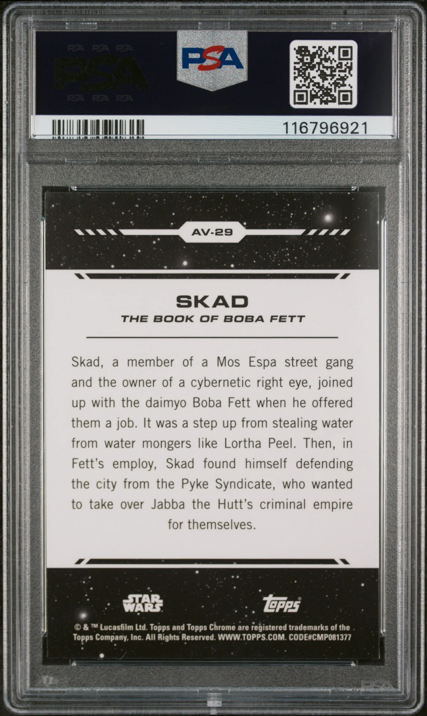 2024 Topps Star Wars Chrome Aurebesh Var Gold Refractor Skad #AV-29 /50 PSA 10 - Image 2