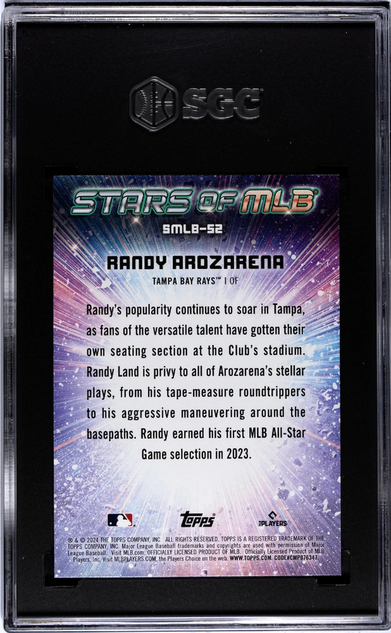 2024 Topps Stars of MLB Randy Arozarena #SMLB-52 SGC 9 - Image 2