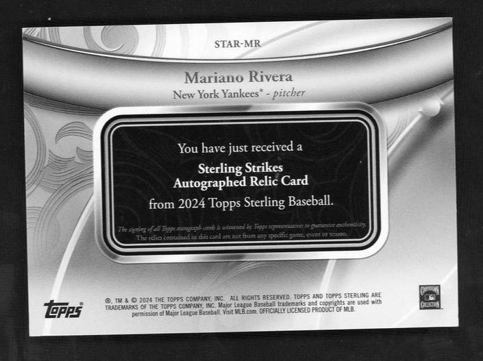 2024 Topps Sterling STAR-MR Mariano Rivera Sterling Strikes /25 VG New York Yankees Auto - Image 2
