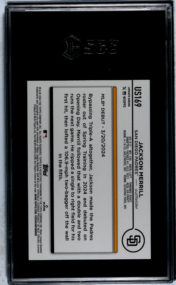 2024 Topps Update Jackson Merrill #US169 RC SGC 9 - Image 2
