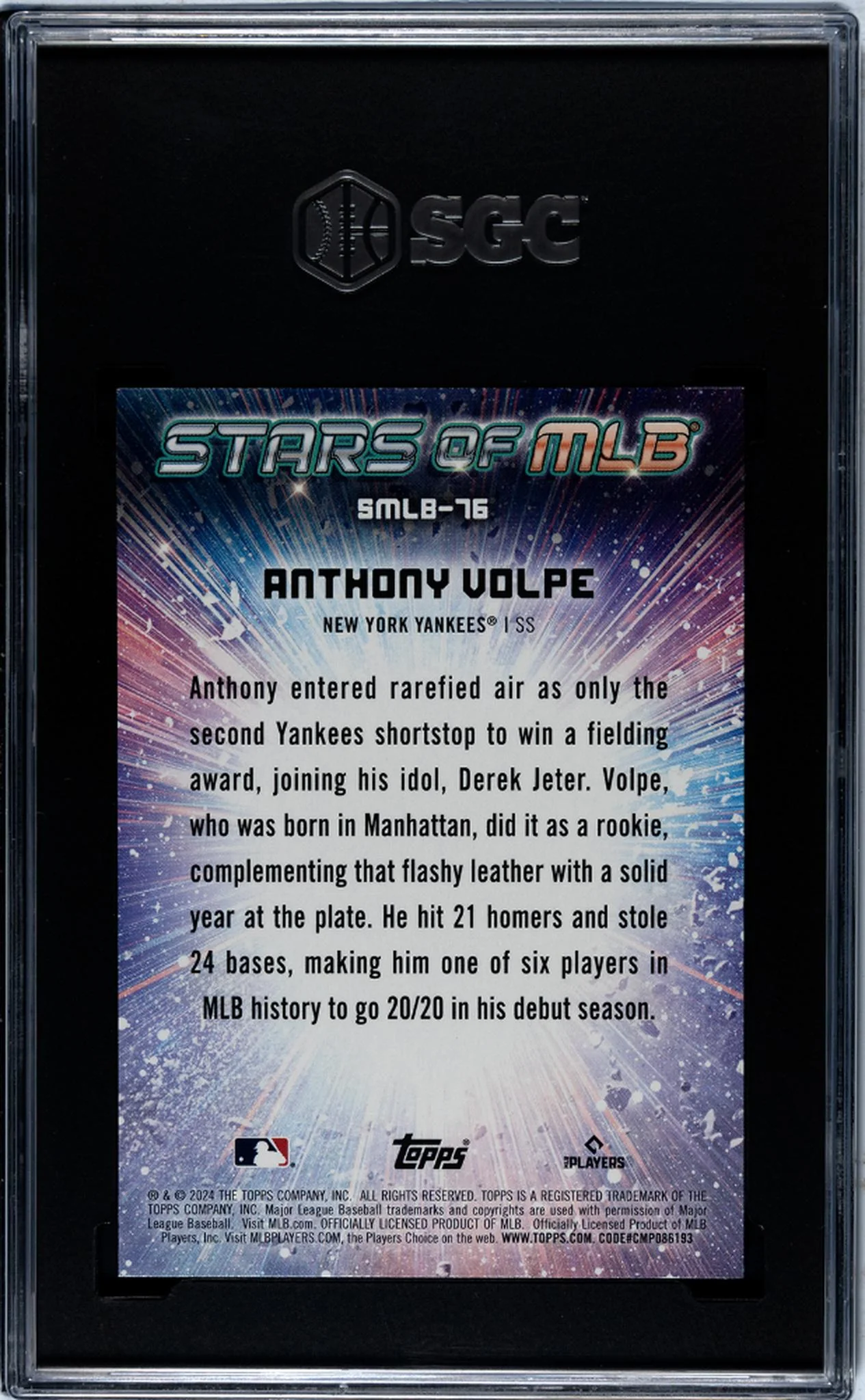 2024 Topps Update Series Stars of MLB Anthony Volpe #SMLB-76 SGC 10 - Image 2