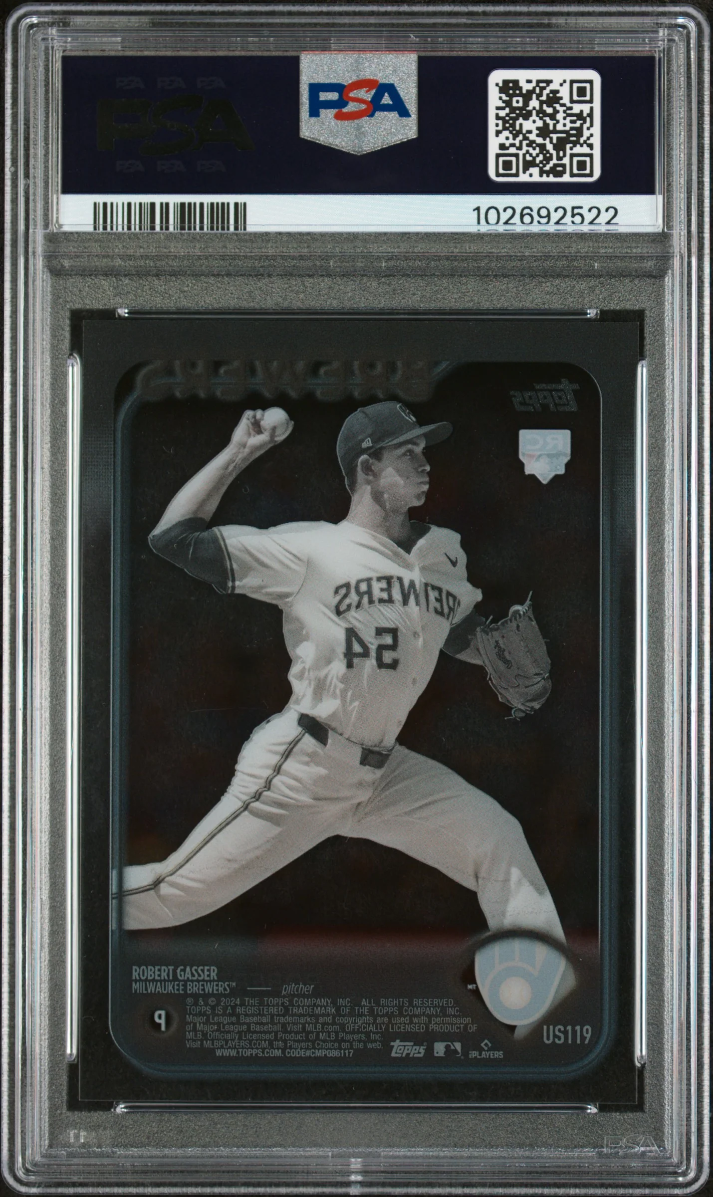 2024 Topps Update Clear Robert Gasser #US119 RC /10 PSA 10 - Image 2