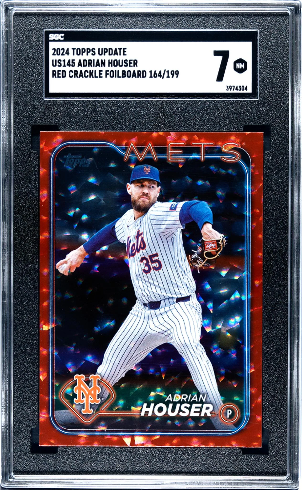2024 Topps Update Red Crackle Foilboard Adrian Houser #US145 /199 SGC 7