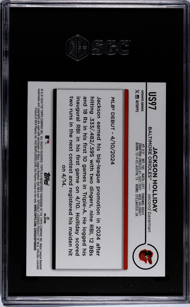 2024 Topps Update #US97 Jackson Holliday SGC 10 - Image 2